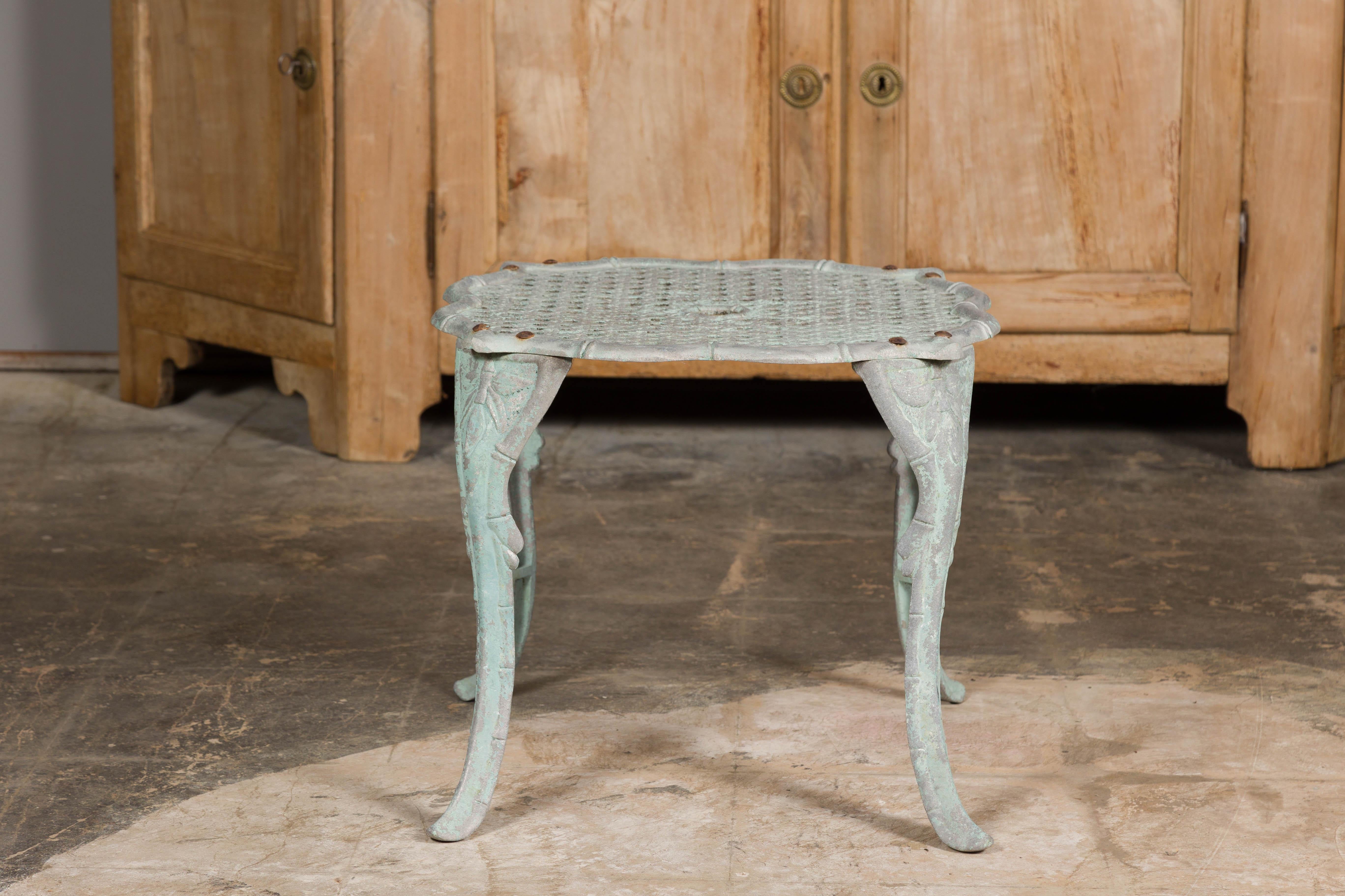 Midcentury French Painted Metal Low Side Table with Cabriole Legs For Sale 7