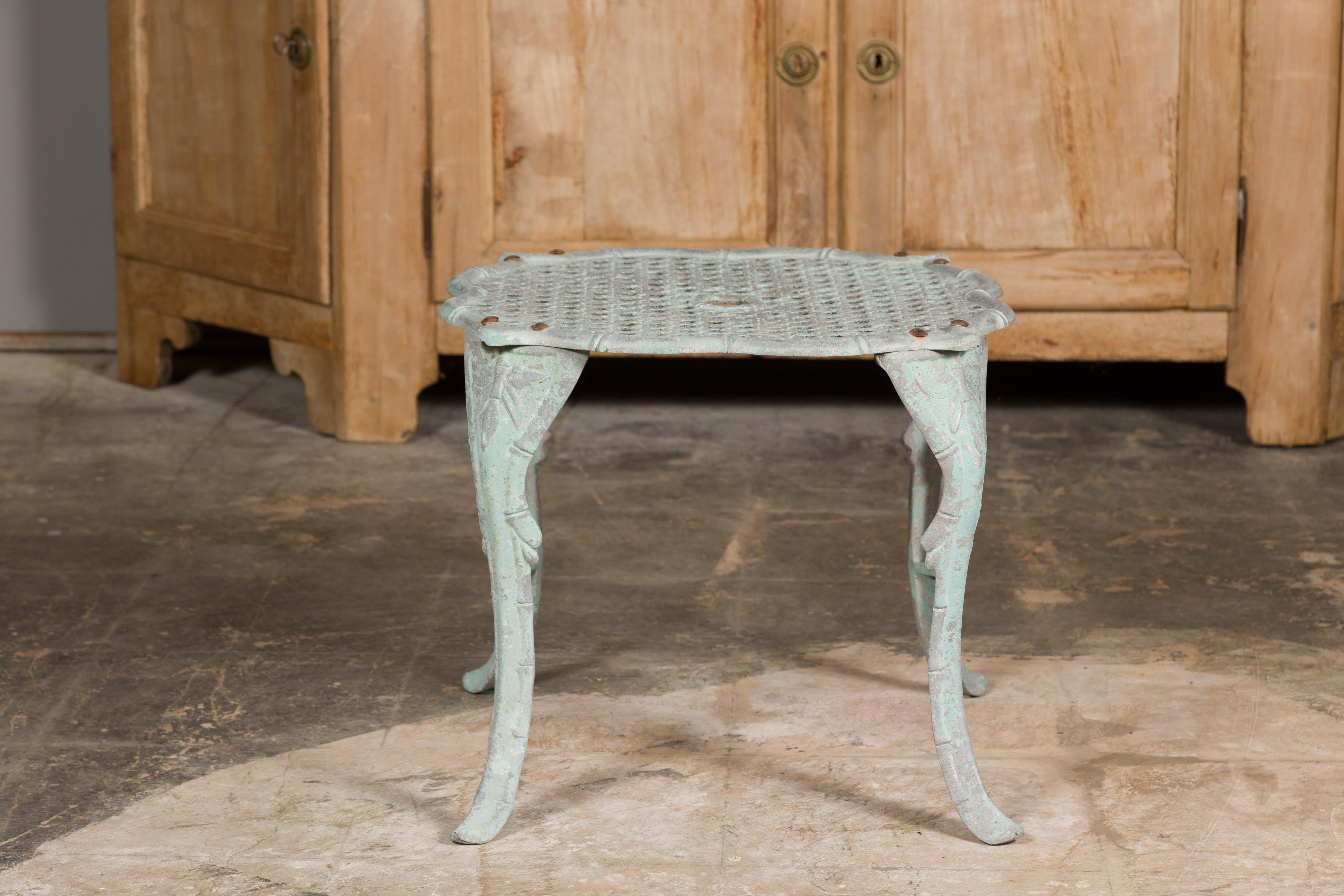 Midcentury French Painted Metal Low Side Table with Cabriole Legs For Sale 8