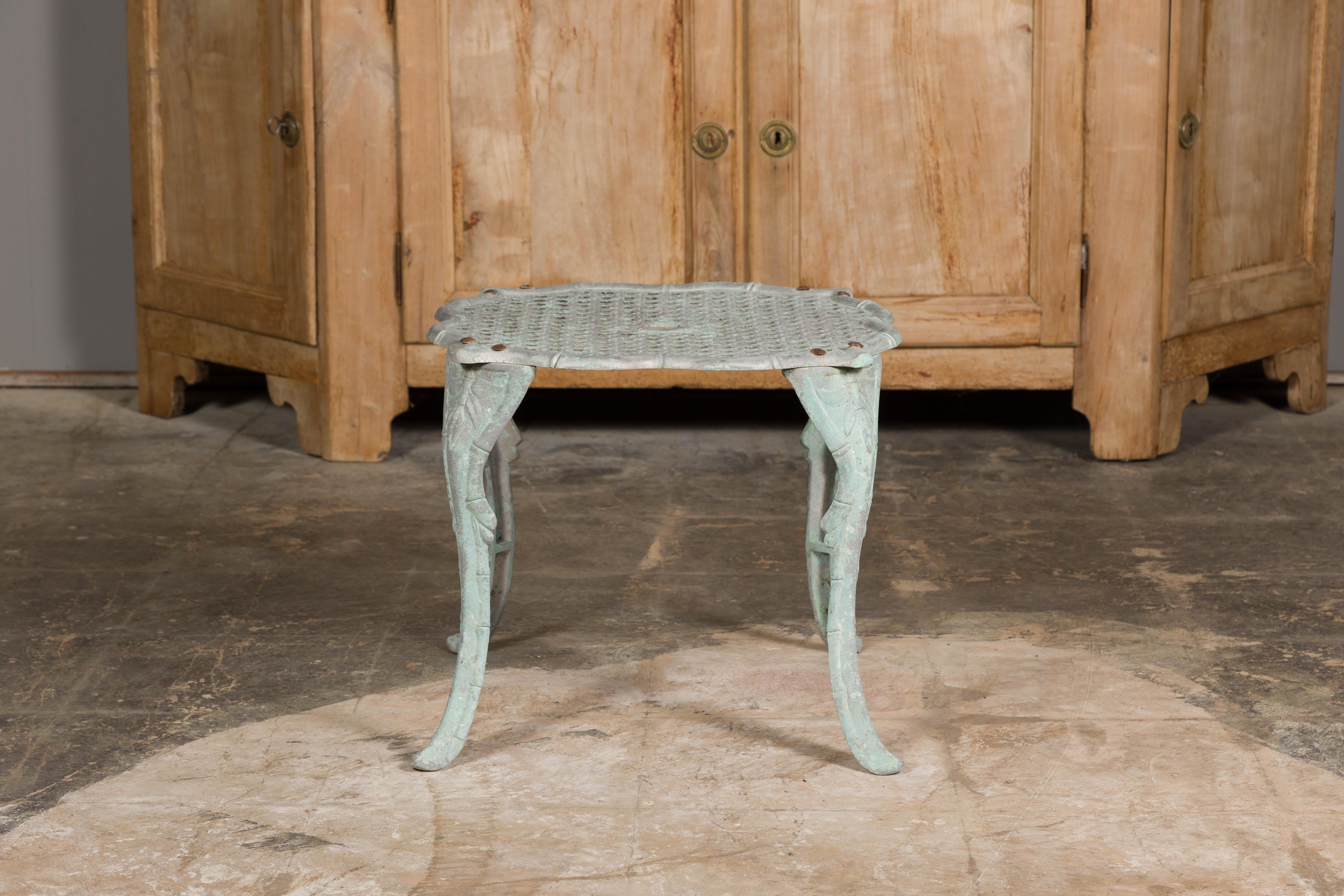 Mid-Century Modern Midcentury French Painted Metal Low Side Table with Cabriole Legs For Sale