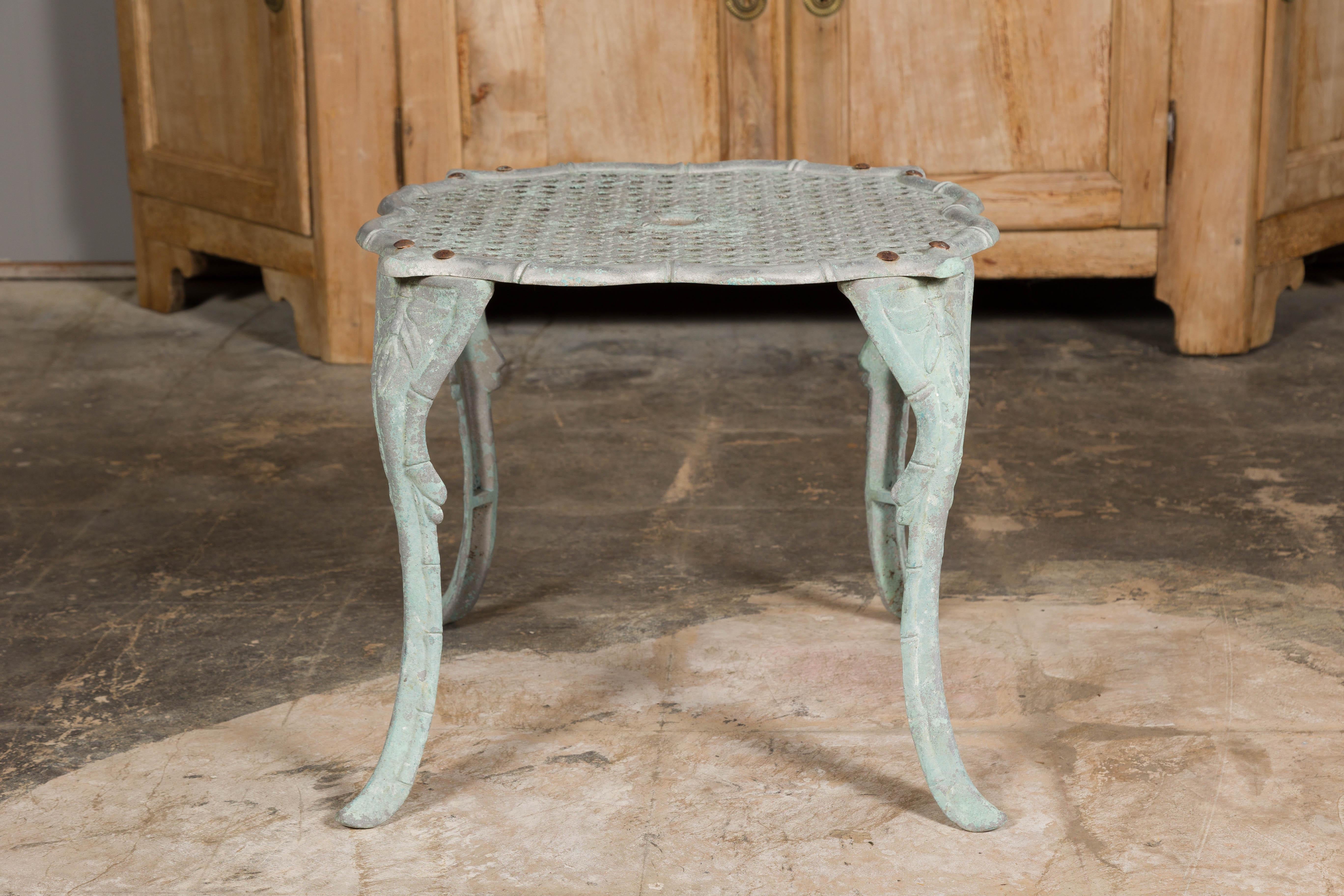 20th Century Midcentury French Painted Metal Low Side Table with Cabriole Legs For Sale