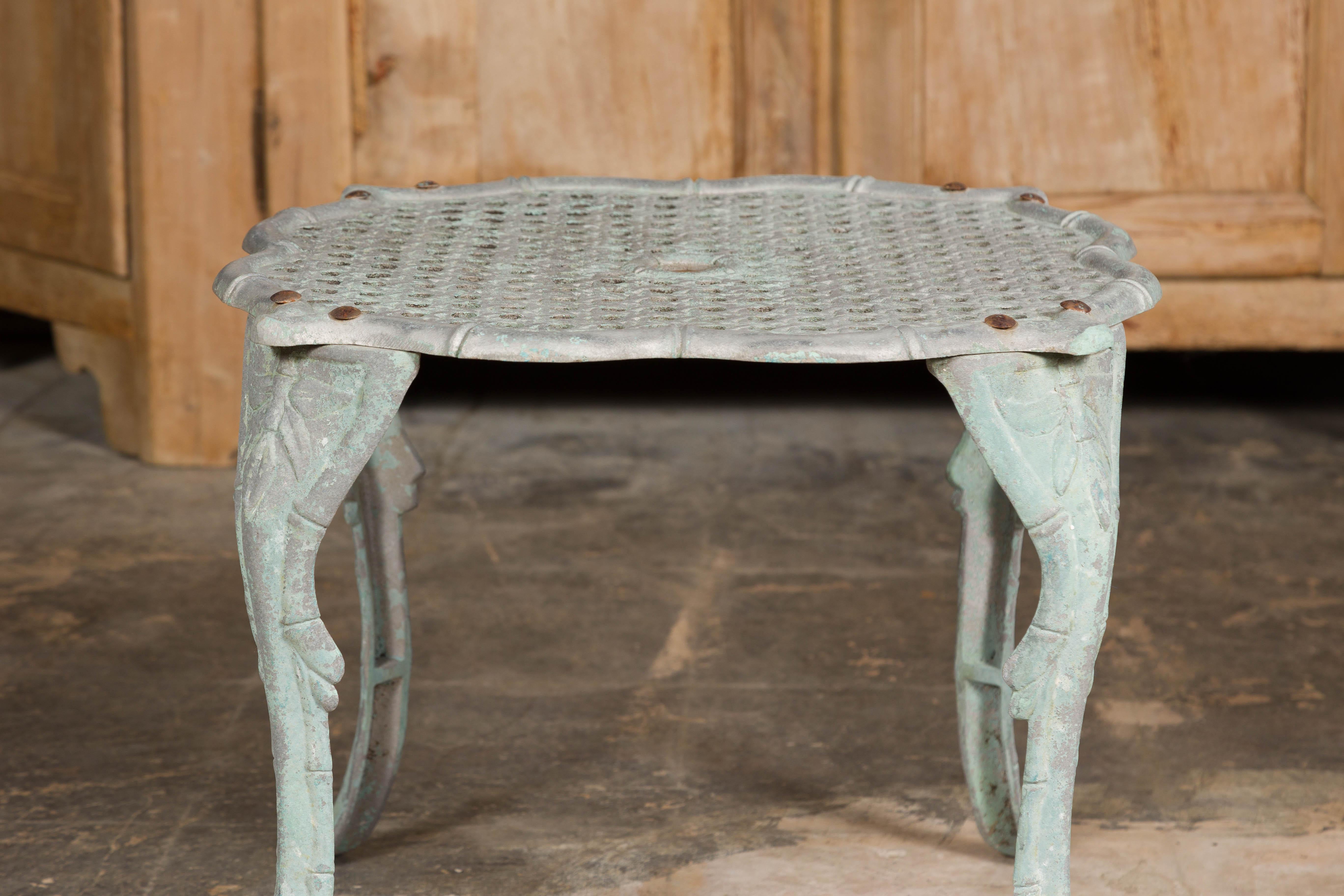 Midcentury French Painted Metal Low Side Table with Cabriole Legs For Sale 1