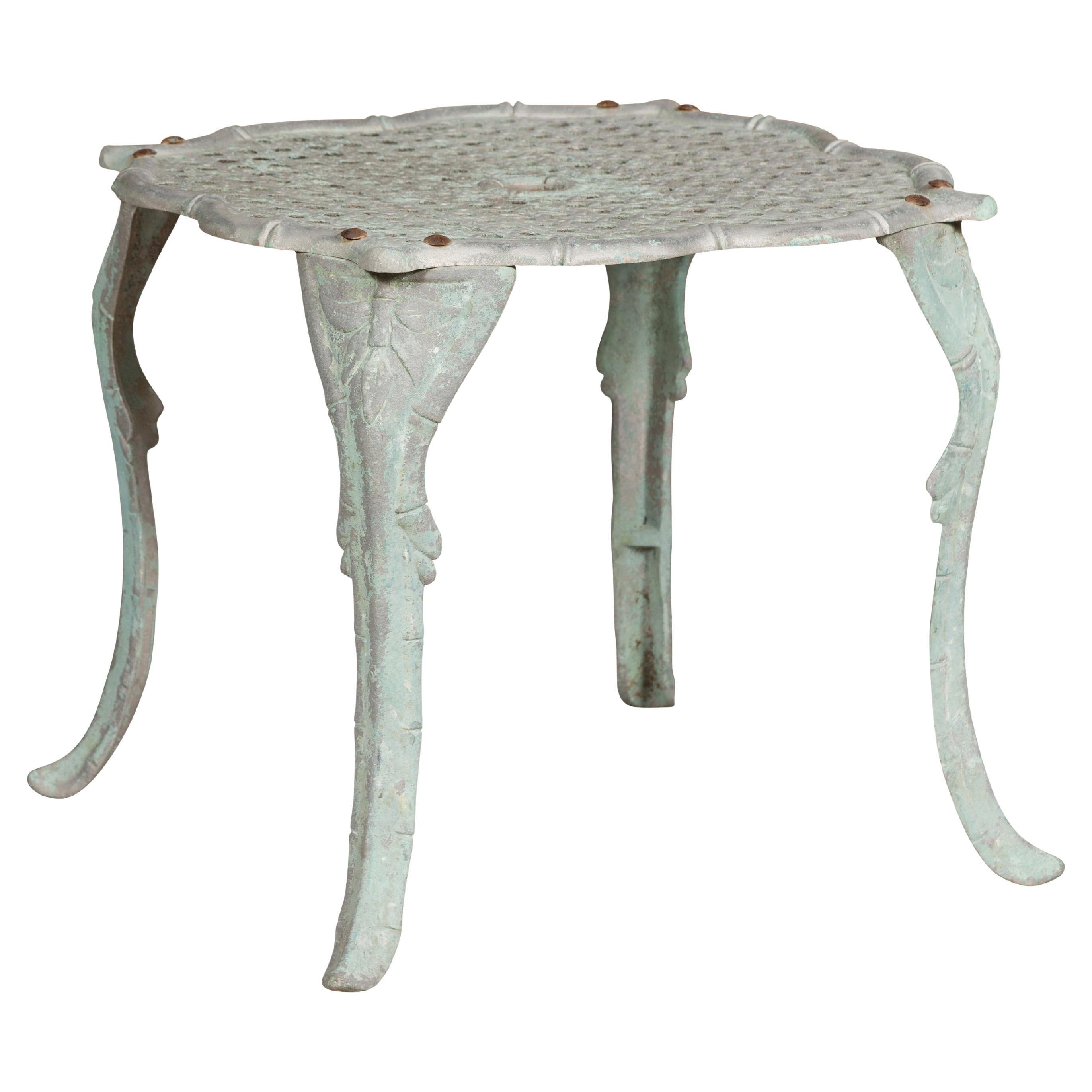 Midcentury French Painted Metal Low Side Table with Cabriole Legs For Sale