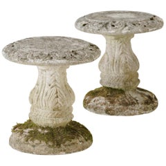 Midcentury French Pair of Cement Garden Stools