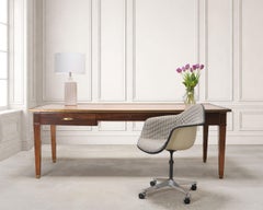 Midcentury French Palladian Fruitwood Library Table Desk 7 Ft