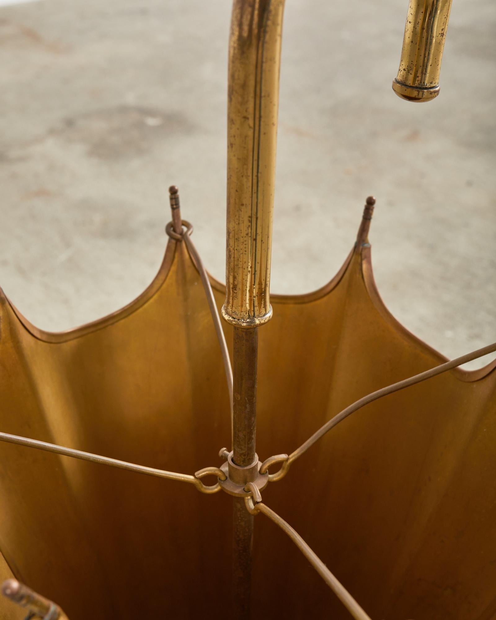 Mid-Century French Patinated Brass Formed Umbrella Stand 3