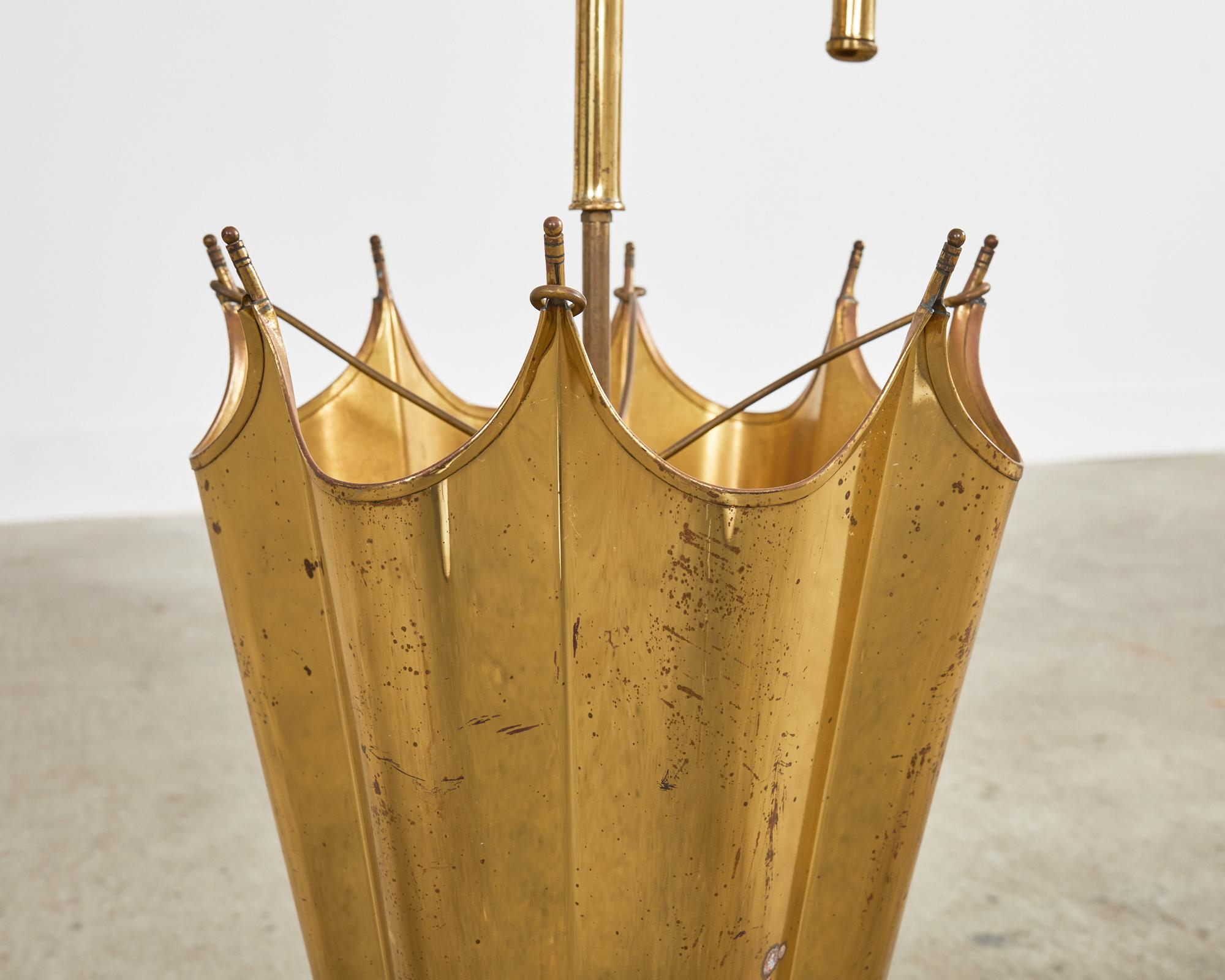 Mid-Century Modern Mid-Century French Patinated Brass Formed Umbrella Stand