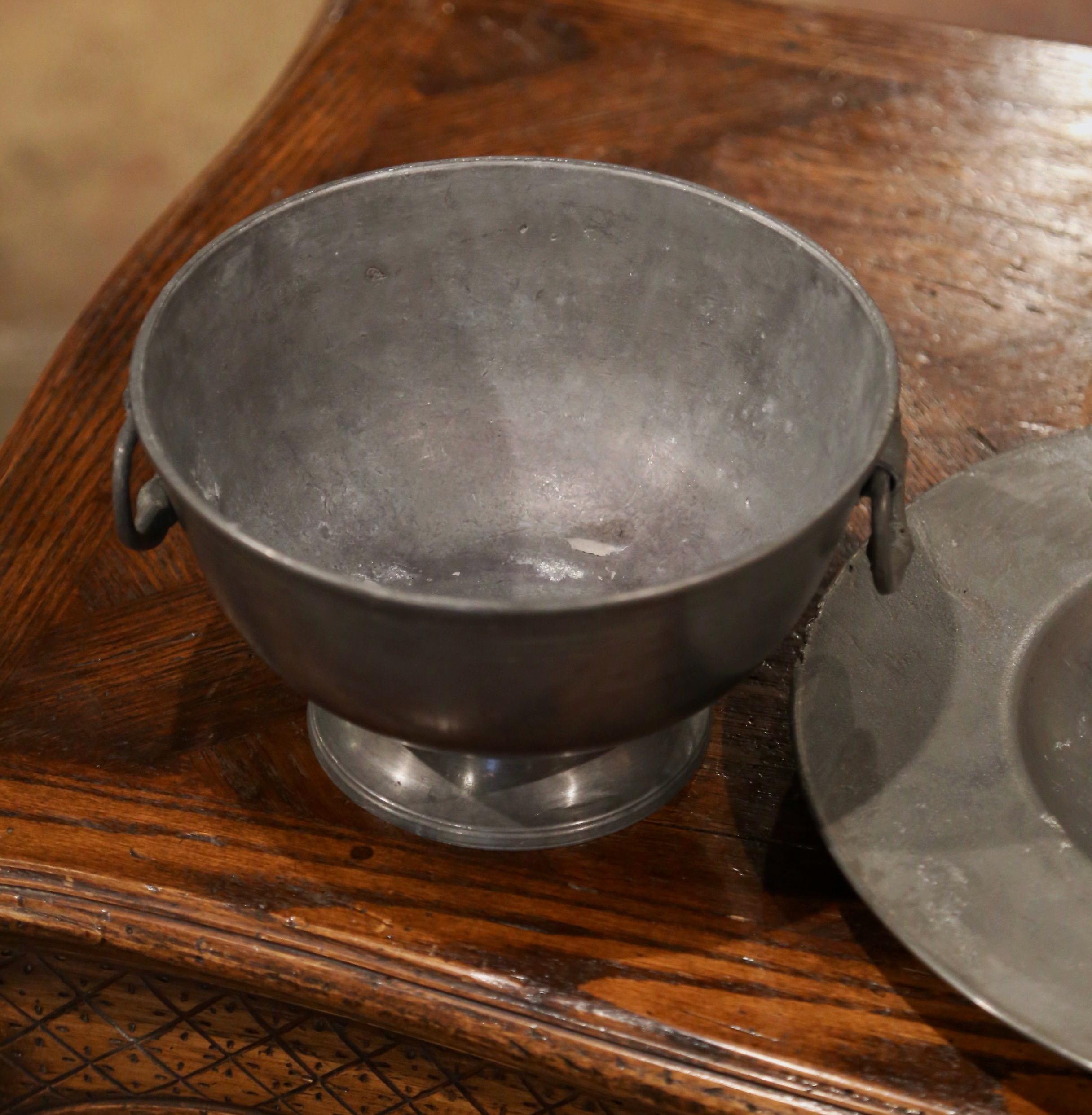 Midcentury French Pewter Platter and Tureen Covered Dish Centerpiece 1