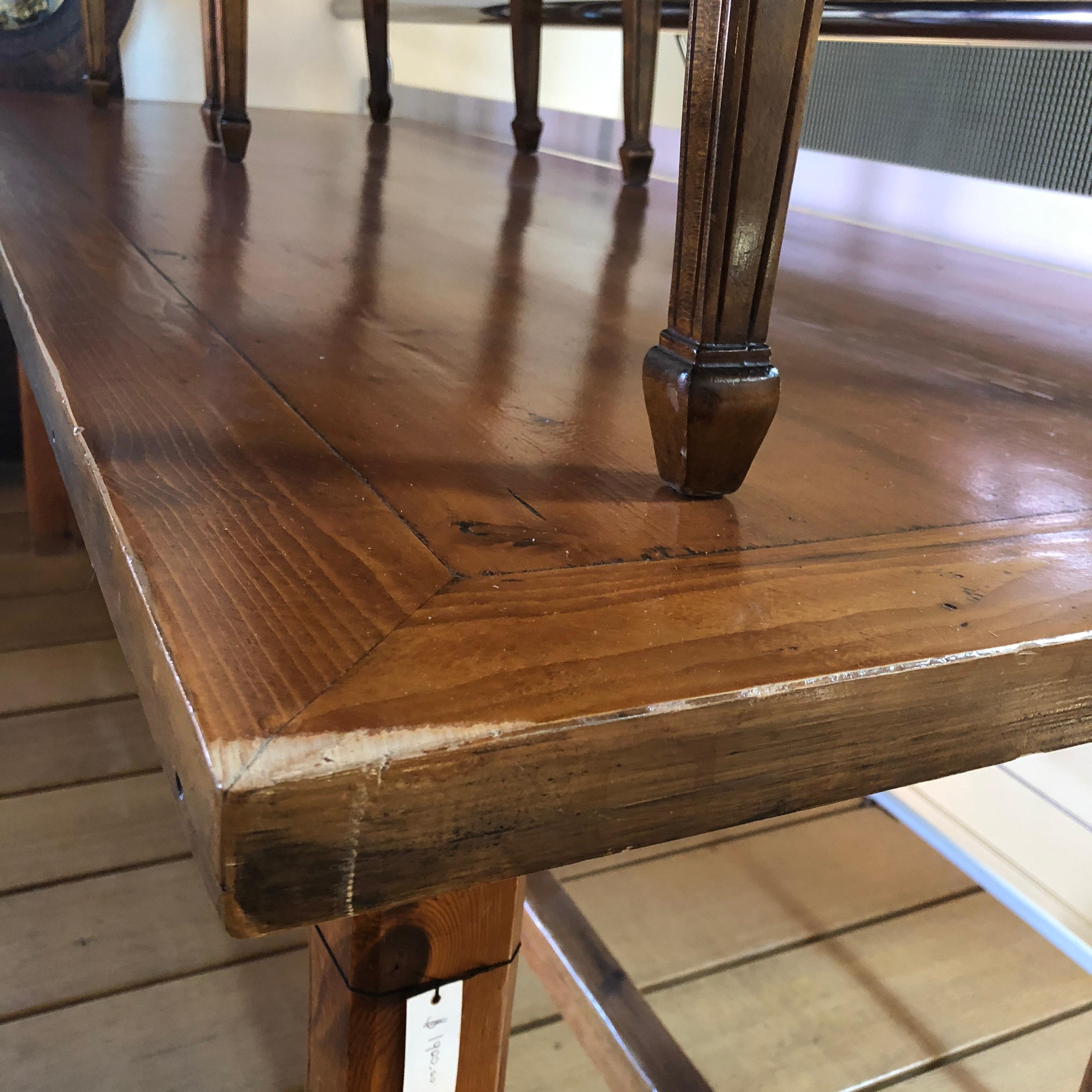 French Provincial Midcentury French Pine Province Dining Table For Sale