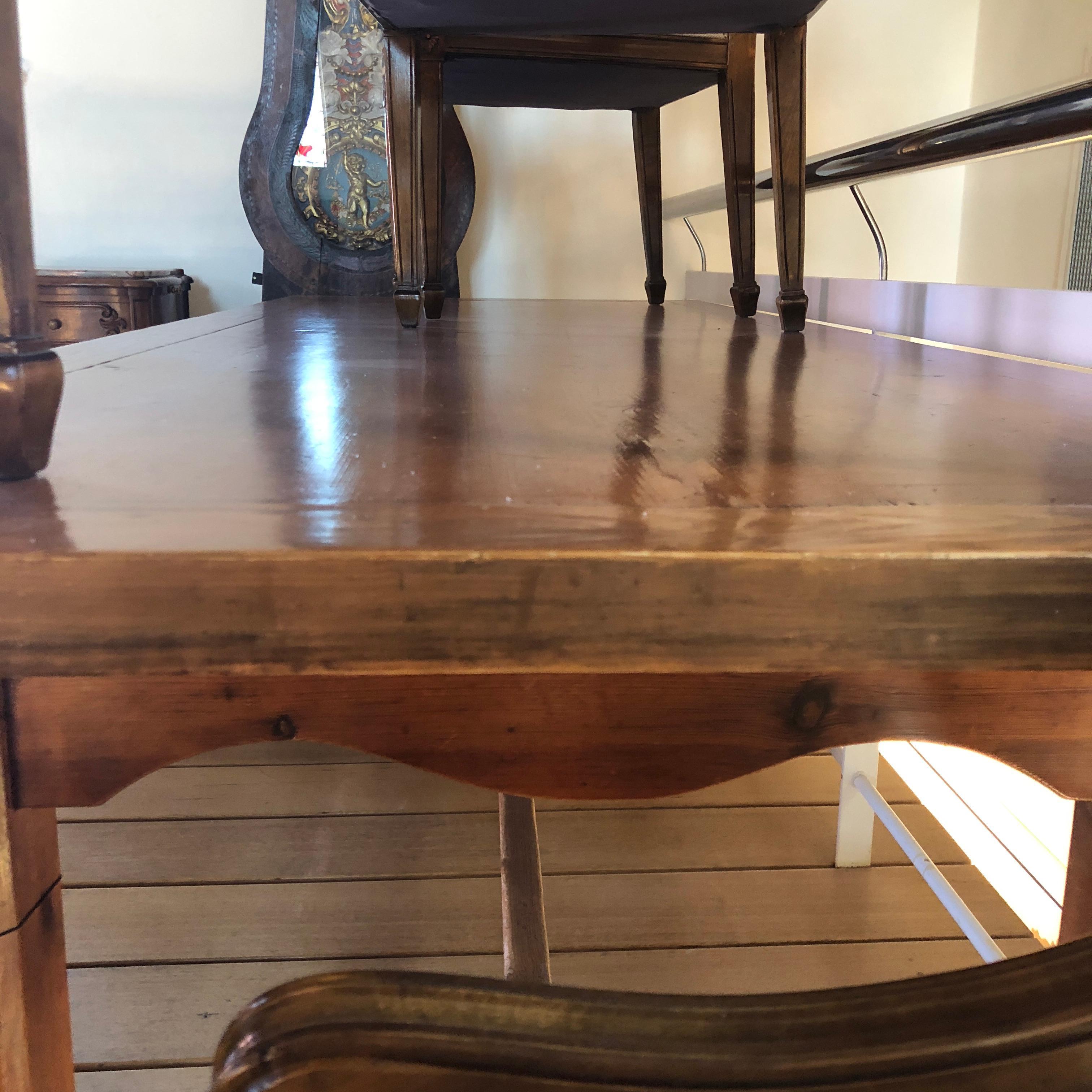 Hand-Carved Midcentury French Pine Province Dining Table For Sale