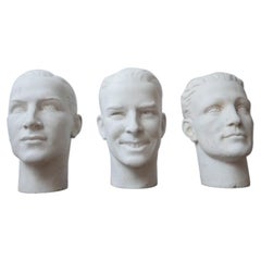 Vintage Midcentury French Plaster Mannequin Mould Heads