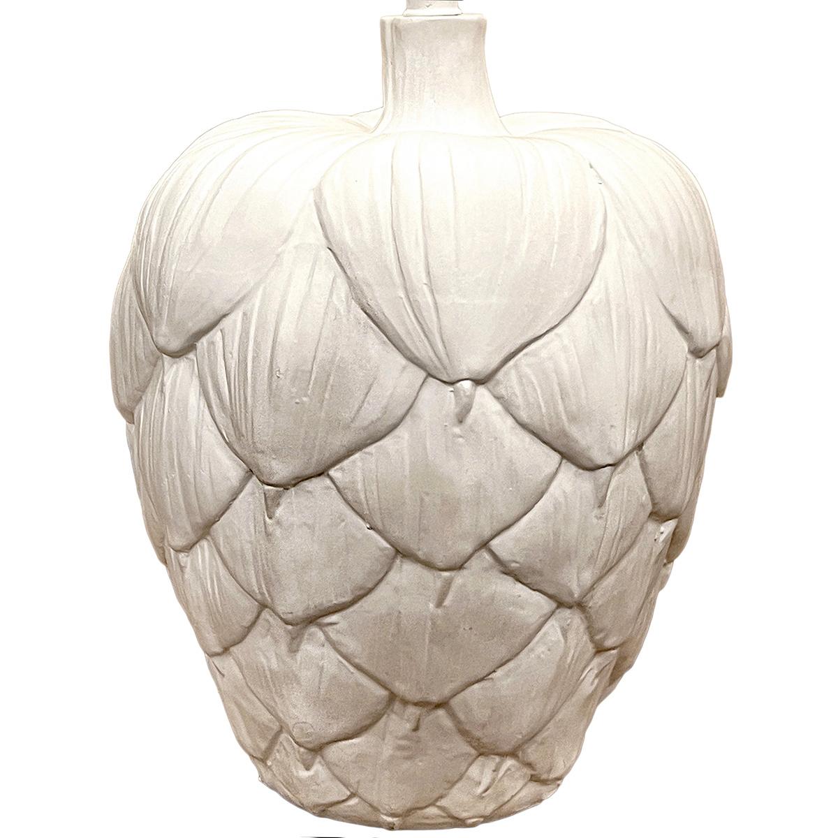 A circa 1960's French figural artichoke table lamp.

Measurements:
Height of body: 17