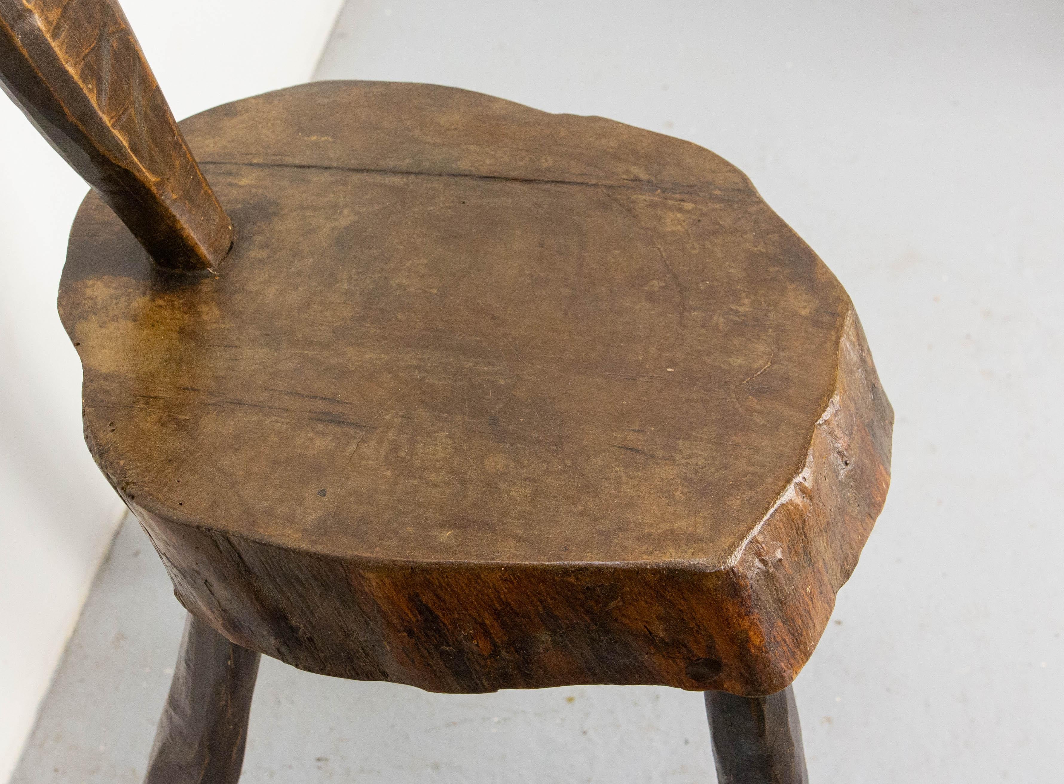 Midcentury French Poplar Chalet Chair Brutalist Organic Style,  circa 1960 For Sale 4