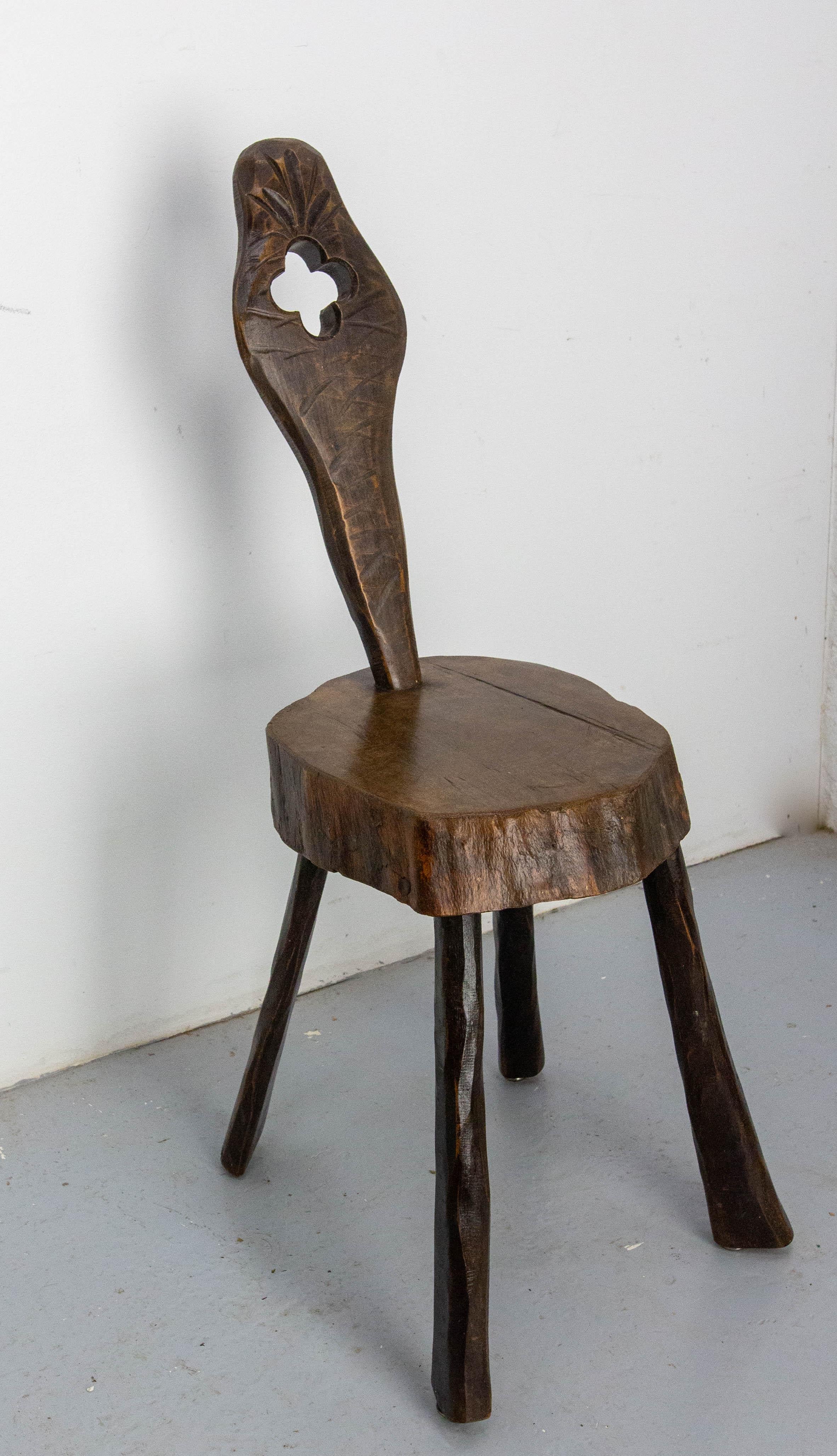 French Provincial Midcentury French Poplar Chalet Chair Brutalist Organic Style,  circa 1960 For Sale