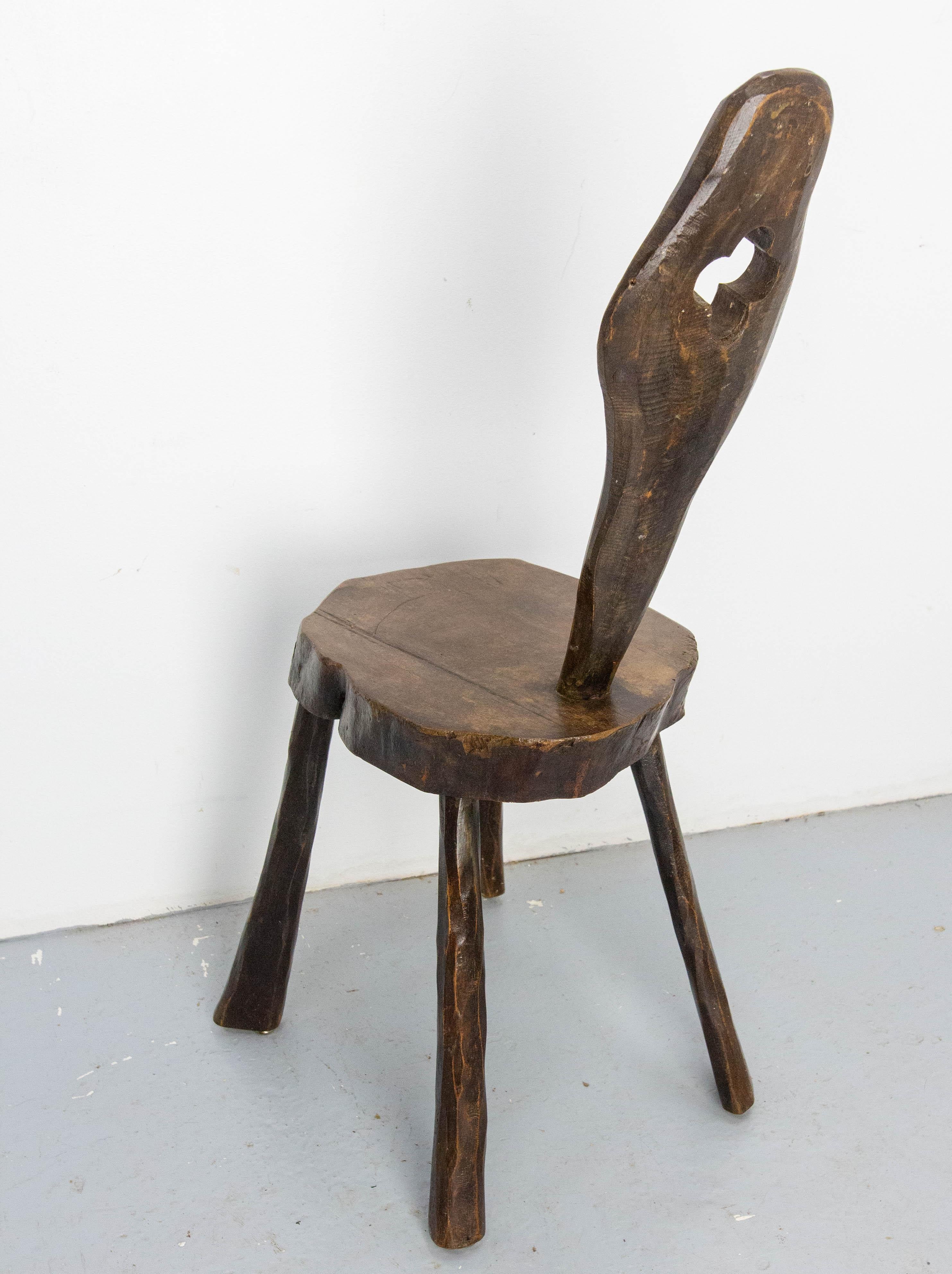 Mid-20th Century Midcentury French Poplar Chalet Chair Brutalist Organic Style,  circa 1960 For Sale