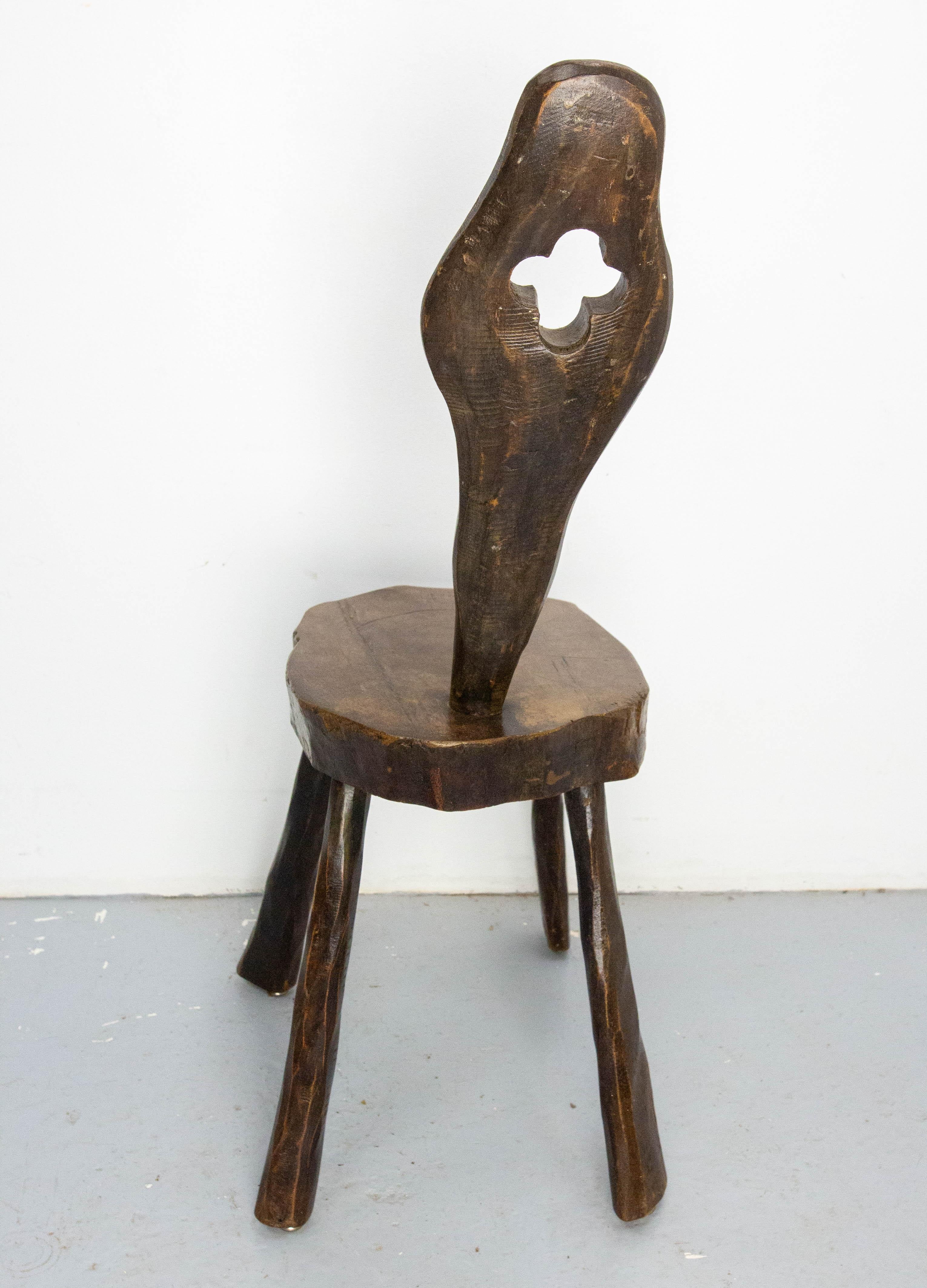 Midcentury French Poplar Chalet Chair Brutalist Organic Style,  circa 1960 For Sale 1