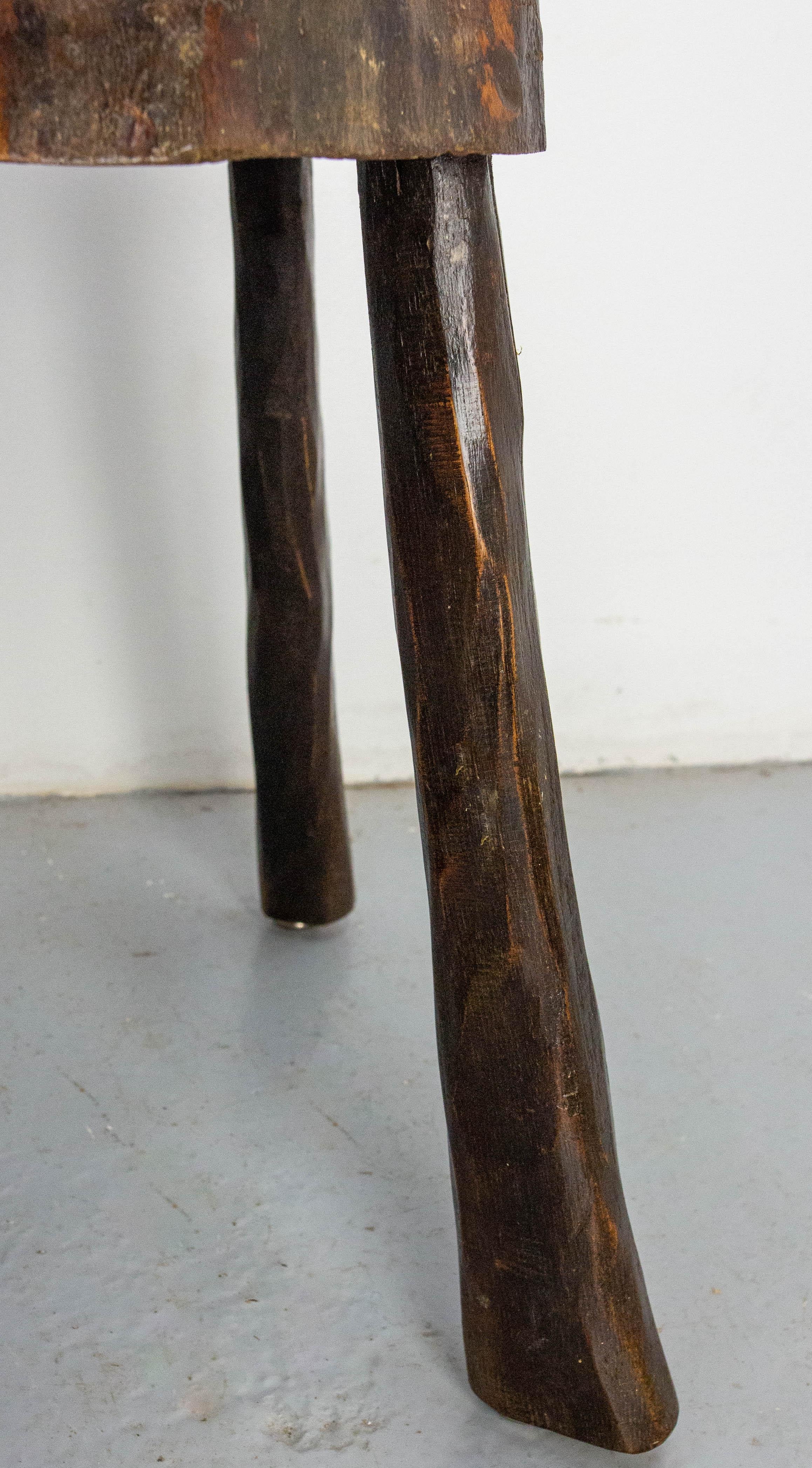 Midcentury French Poplar Chalet Chair Brutalist Organic Style,  circa 1960 For Sale 3