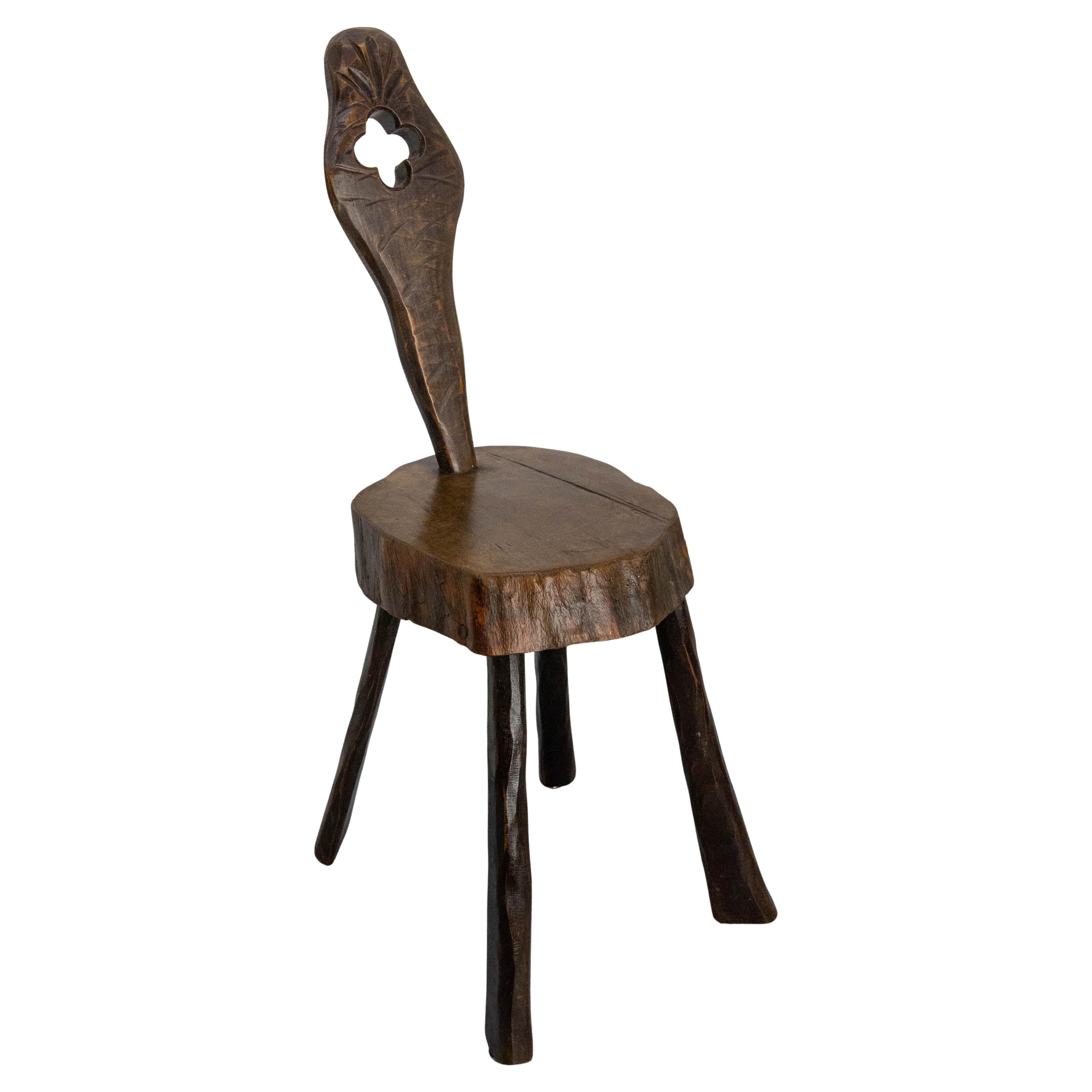 Midcentury French Poplar Chalet Chair Brutalist Organic Style,  circa 1960 For Sale