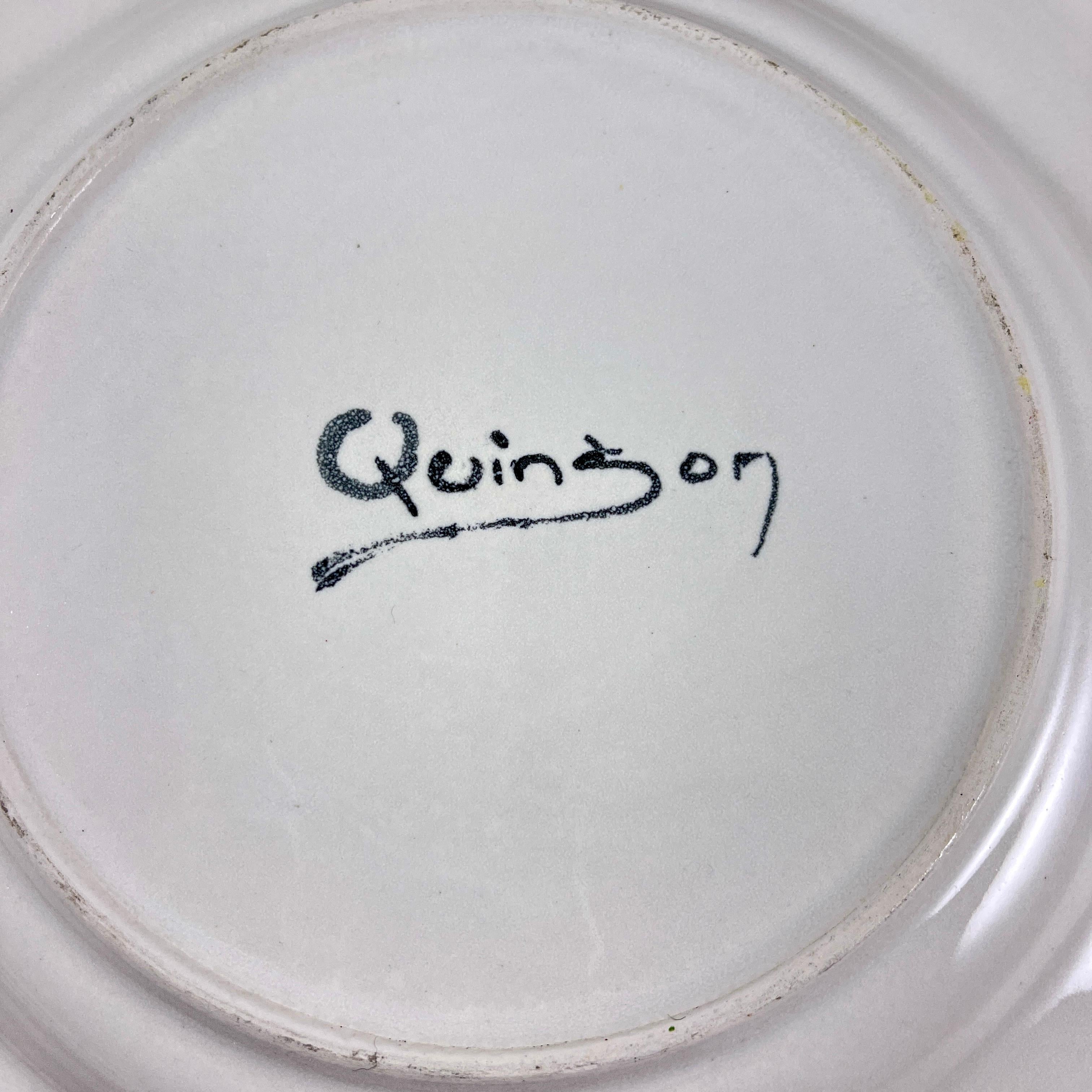Midcentury French Provençal Hand Potted Paulette Quinson Fish Plates, Set of 4 For Sale 9