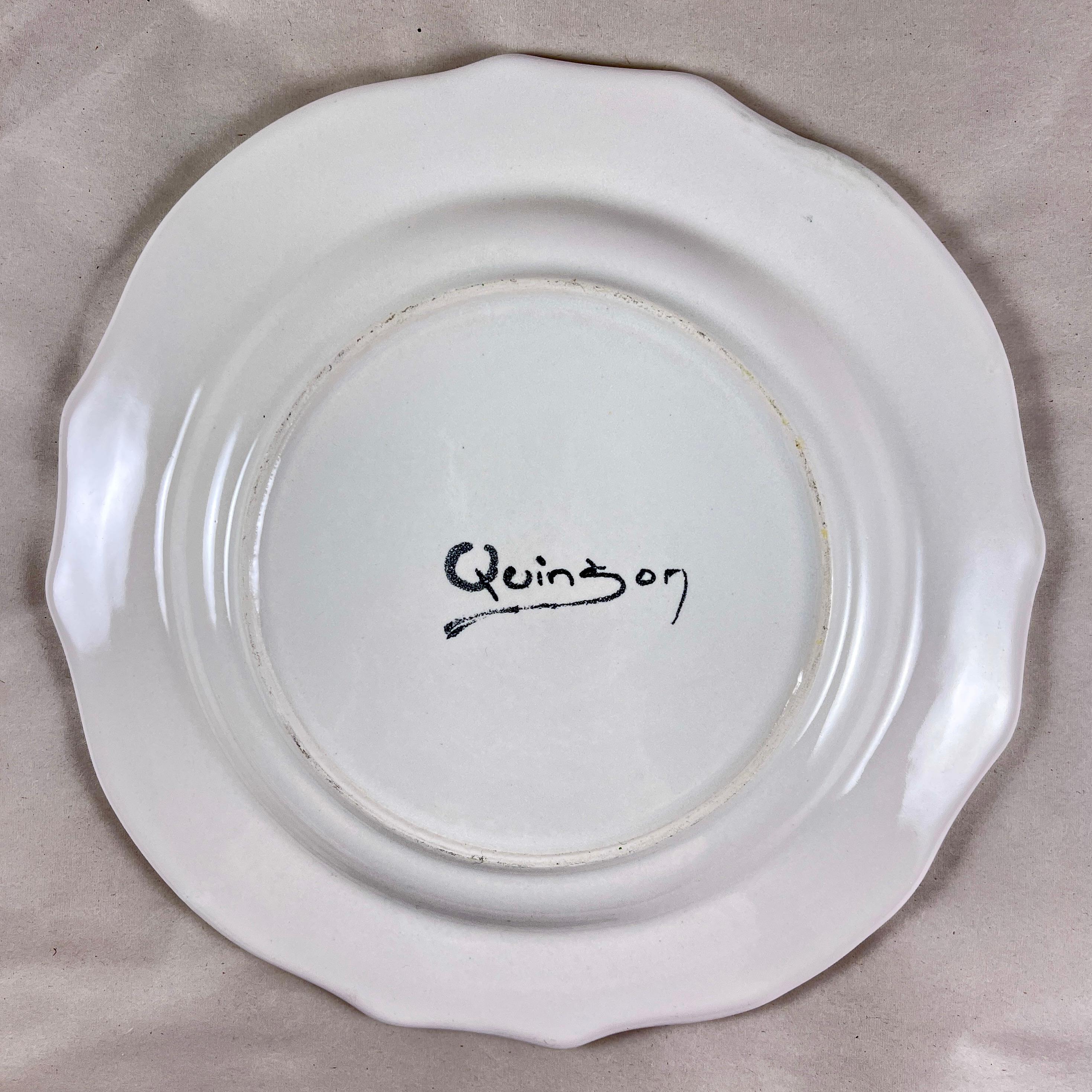 Midcentury French Provençal Hand Potted Paulette Quinson Fish Plates, Set of 4 For Sale 10