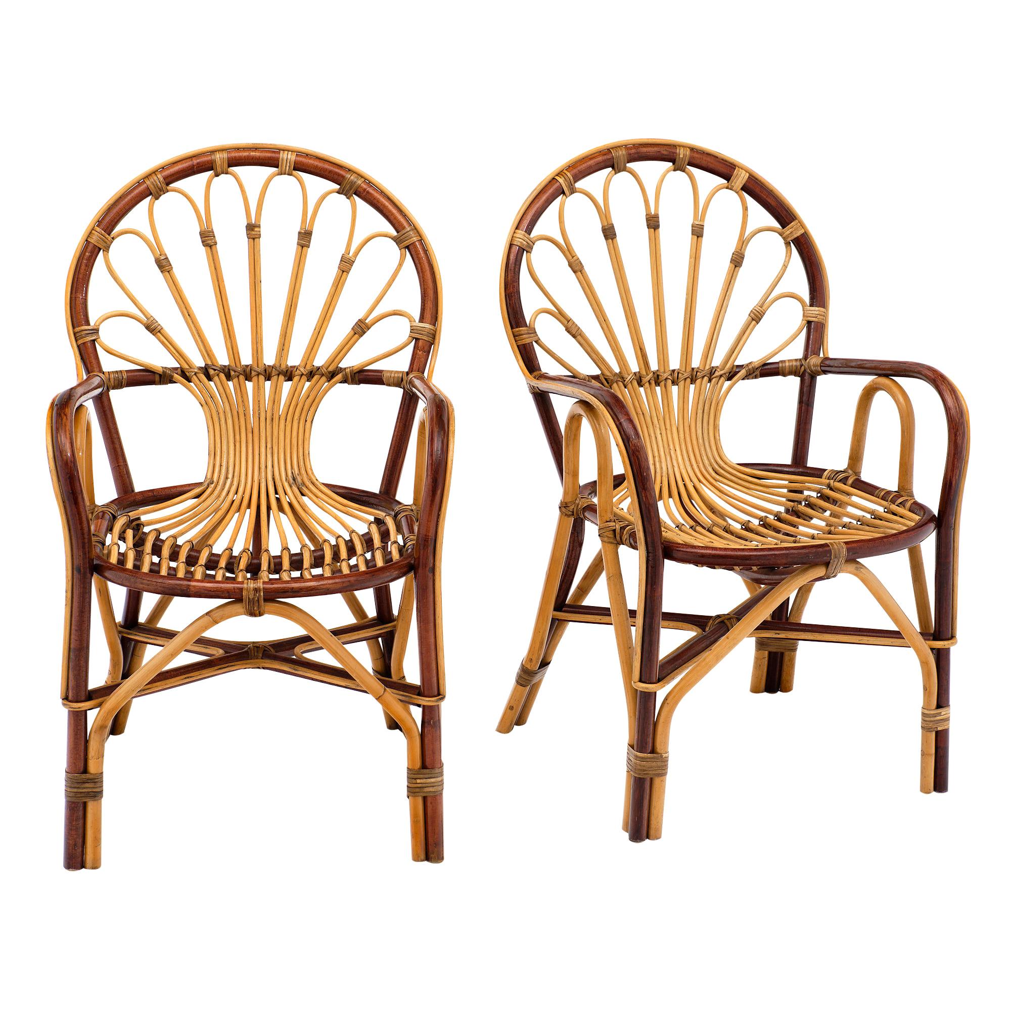 Midcentury French Rattan Armchairs