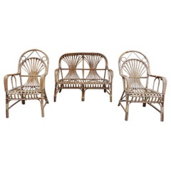 Midcentury French Rattan Furniture Set