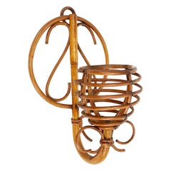 Midcentury French Rattan "Lantern" Sconce Attributed to Louis Sognot, 1950s