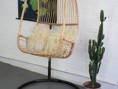 Midcentury French Rattan Swing Chair, circa 1950s