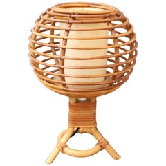 Midcentury French Rattan Table Lamp, 'circa 1960s'