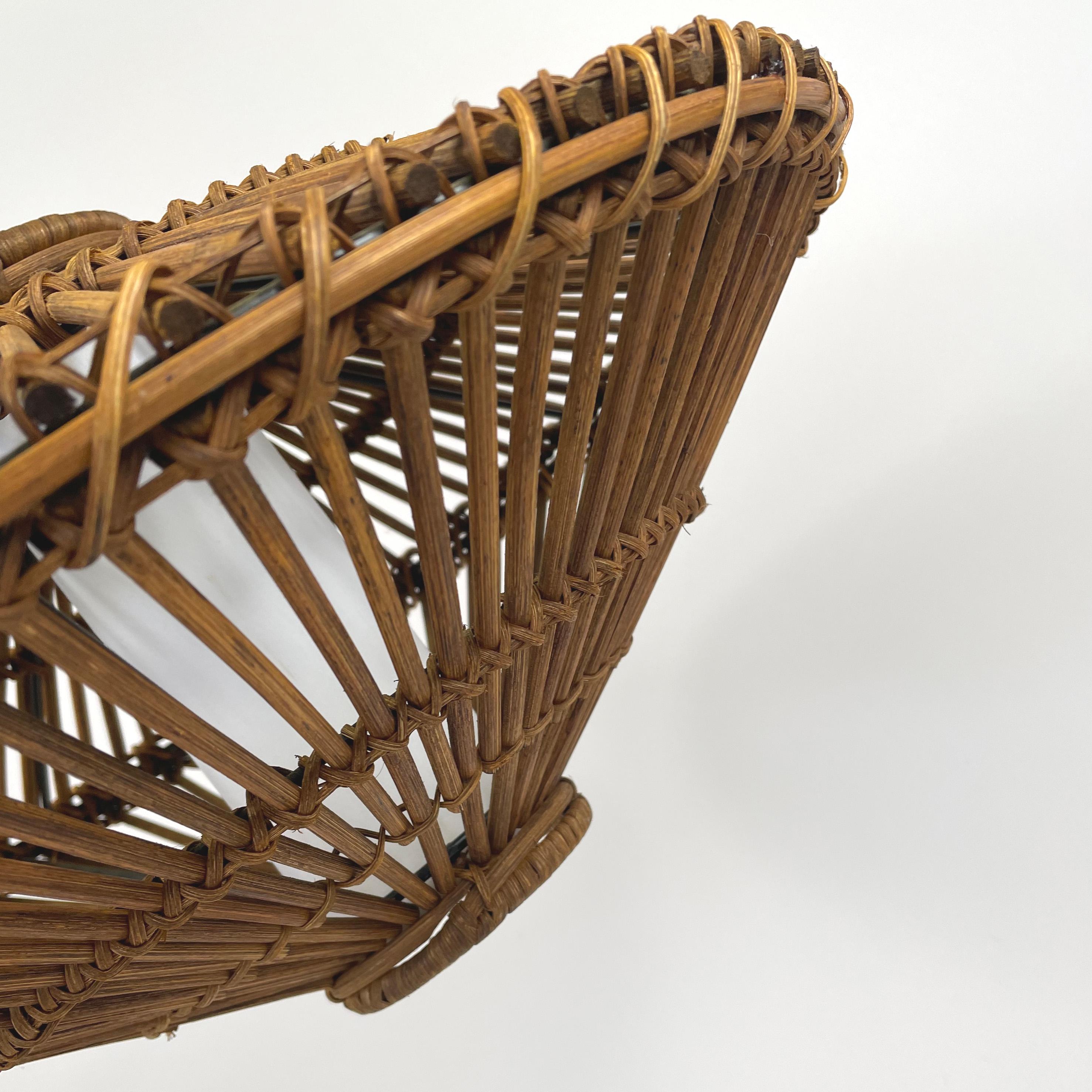 Midcentury French Rattan Wicker Pendant, 1960s For Sale 5