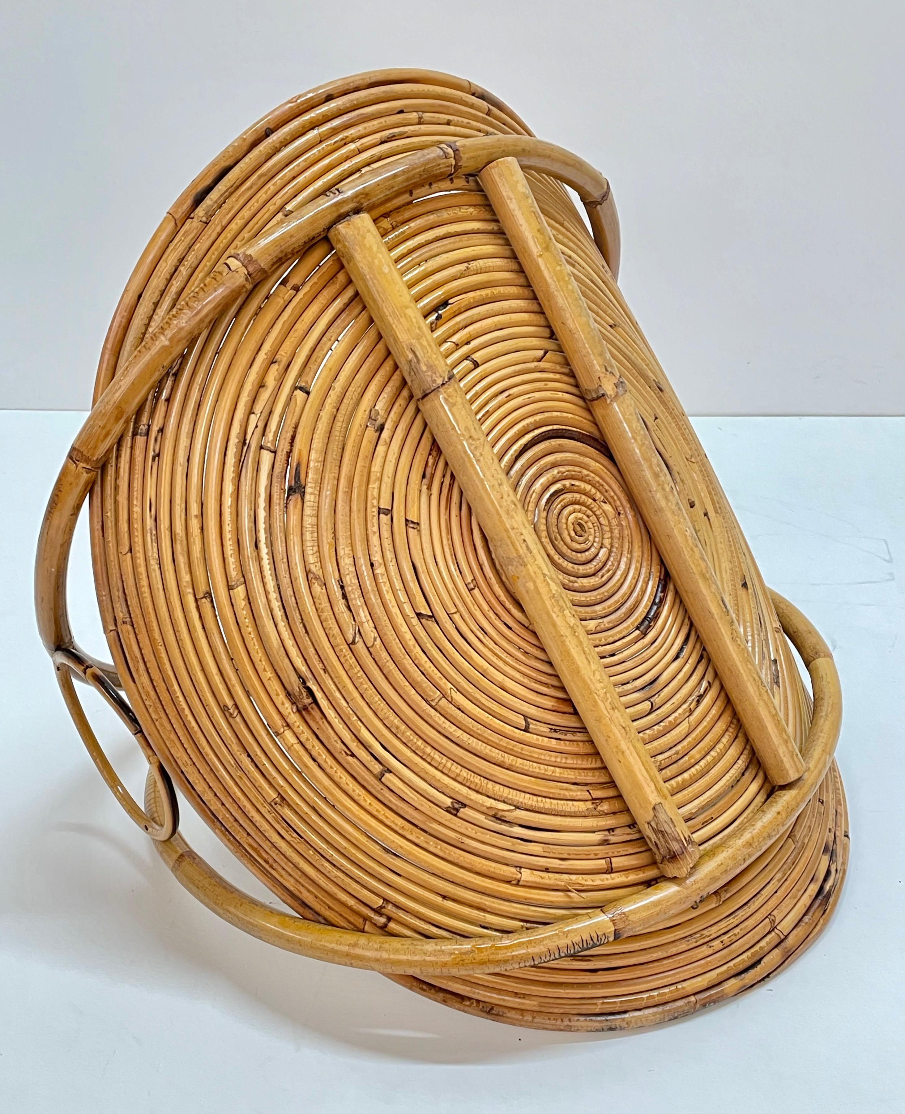 Midcentury French Riviera Bamboo and Rattan Italian Magazine Rack, 1960s 5