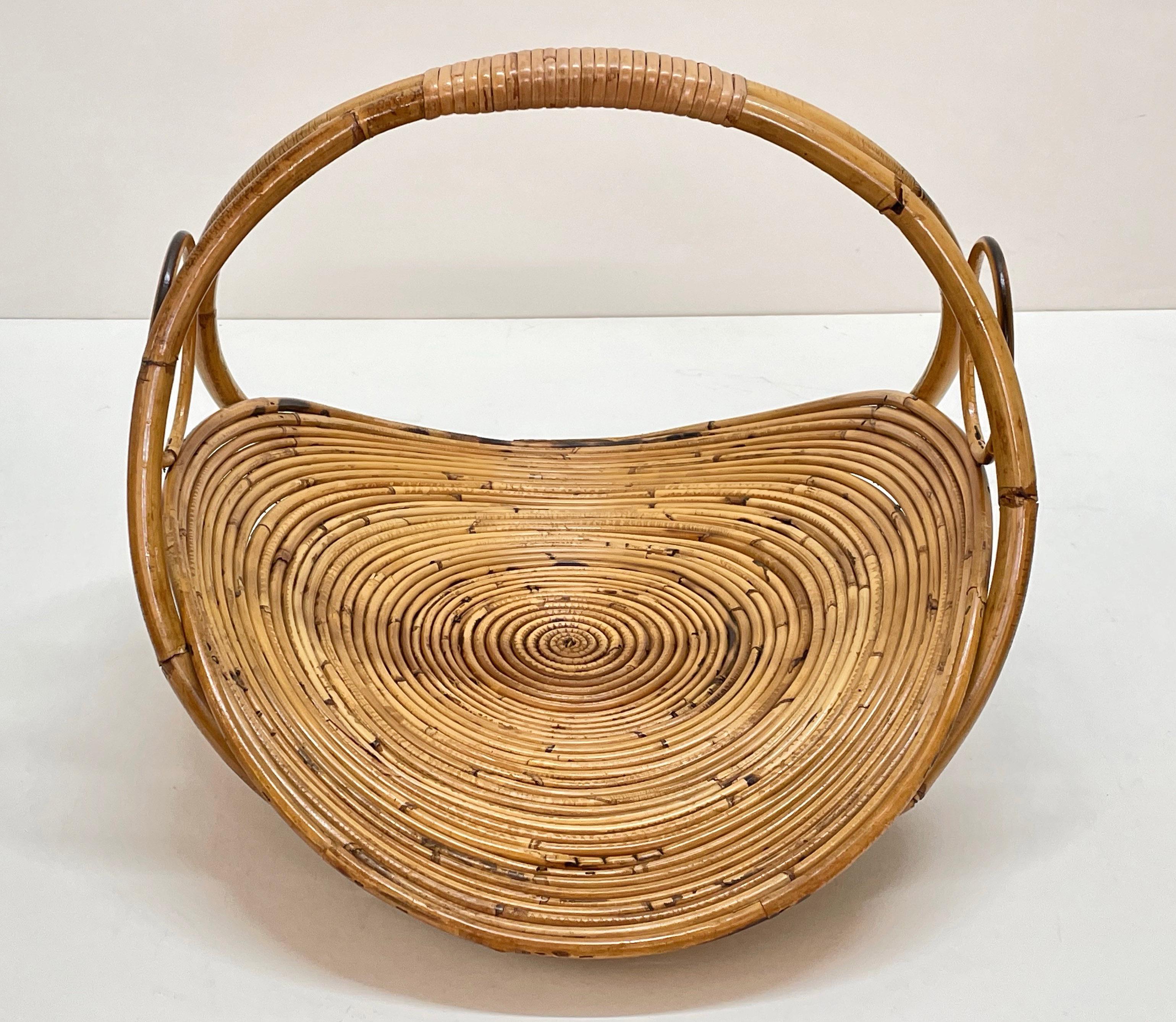 Midcentury French Riviera Bamboo and Rattan Italian Magazine Rack, 1960s 3