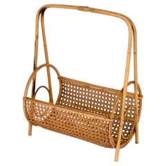 Portariviste italiano in bambù e rattan della Costa Azzurra del Medioevo, anni '60