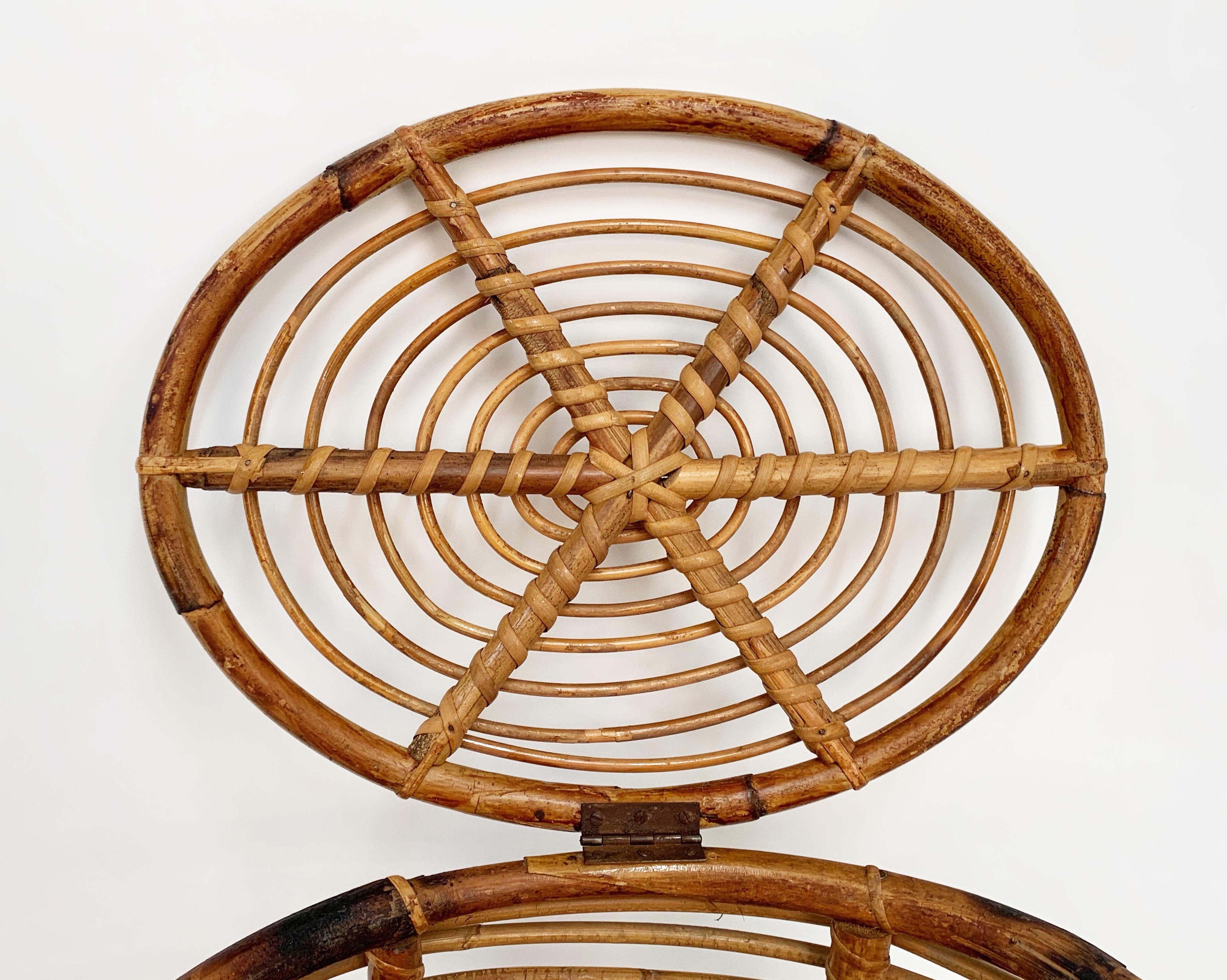 Midcentury French Riviera Bamboo and Rattan Oval Italian Basket, 1950s For Sale 7