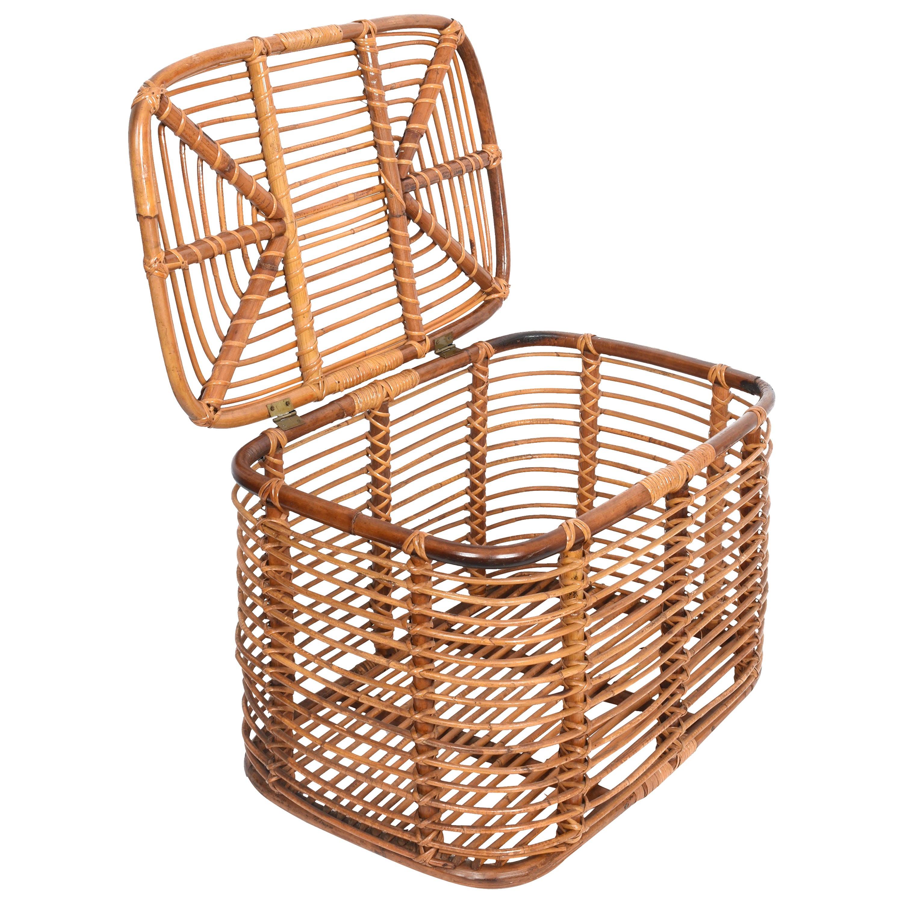 Rattan Style Basket  Storage basket  mid century modern  MCM style  basket decor