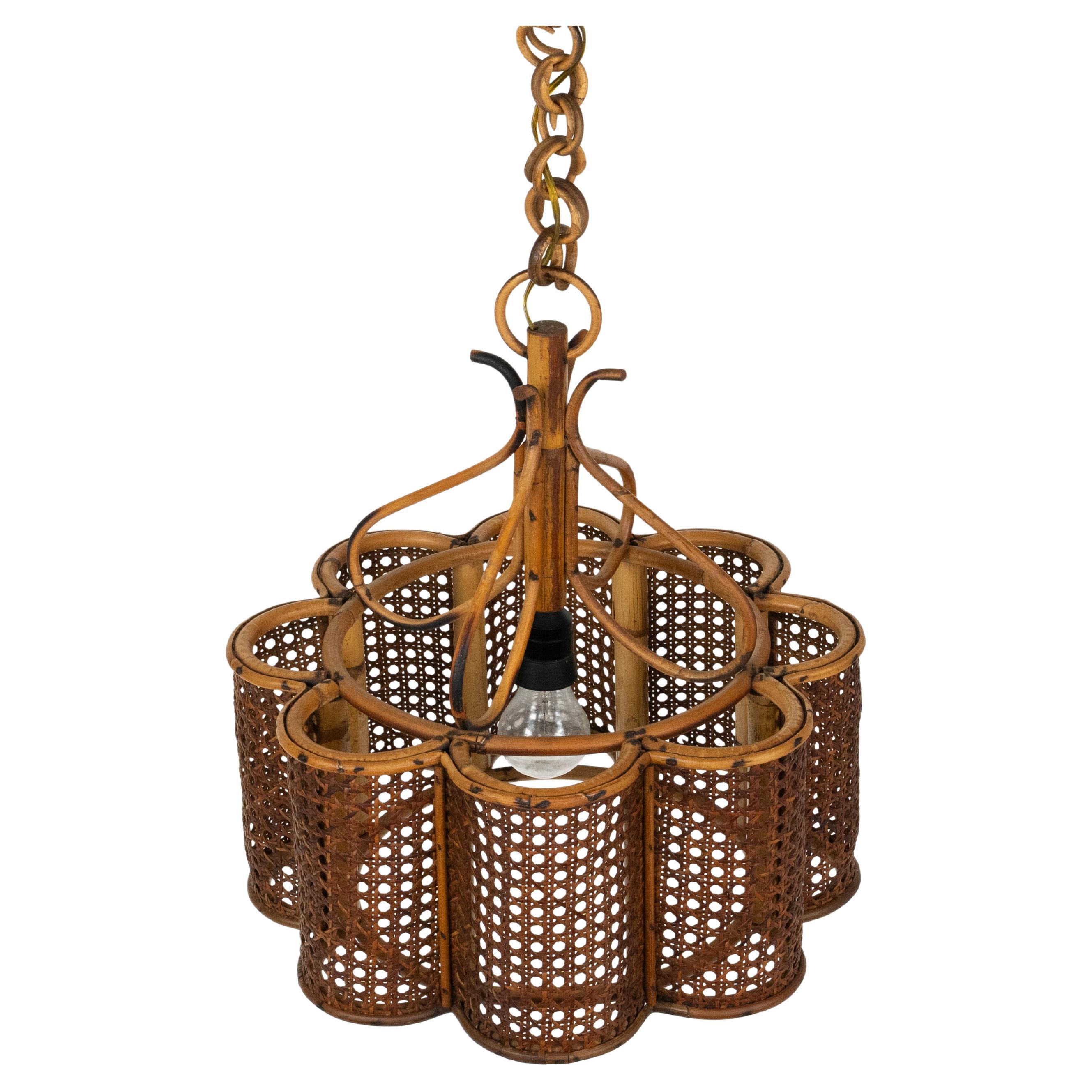 Lampadario Costa Azzurra del Medioevo Rattan e vimini, Italia 1960 in vendita 3
