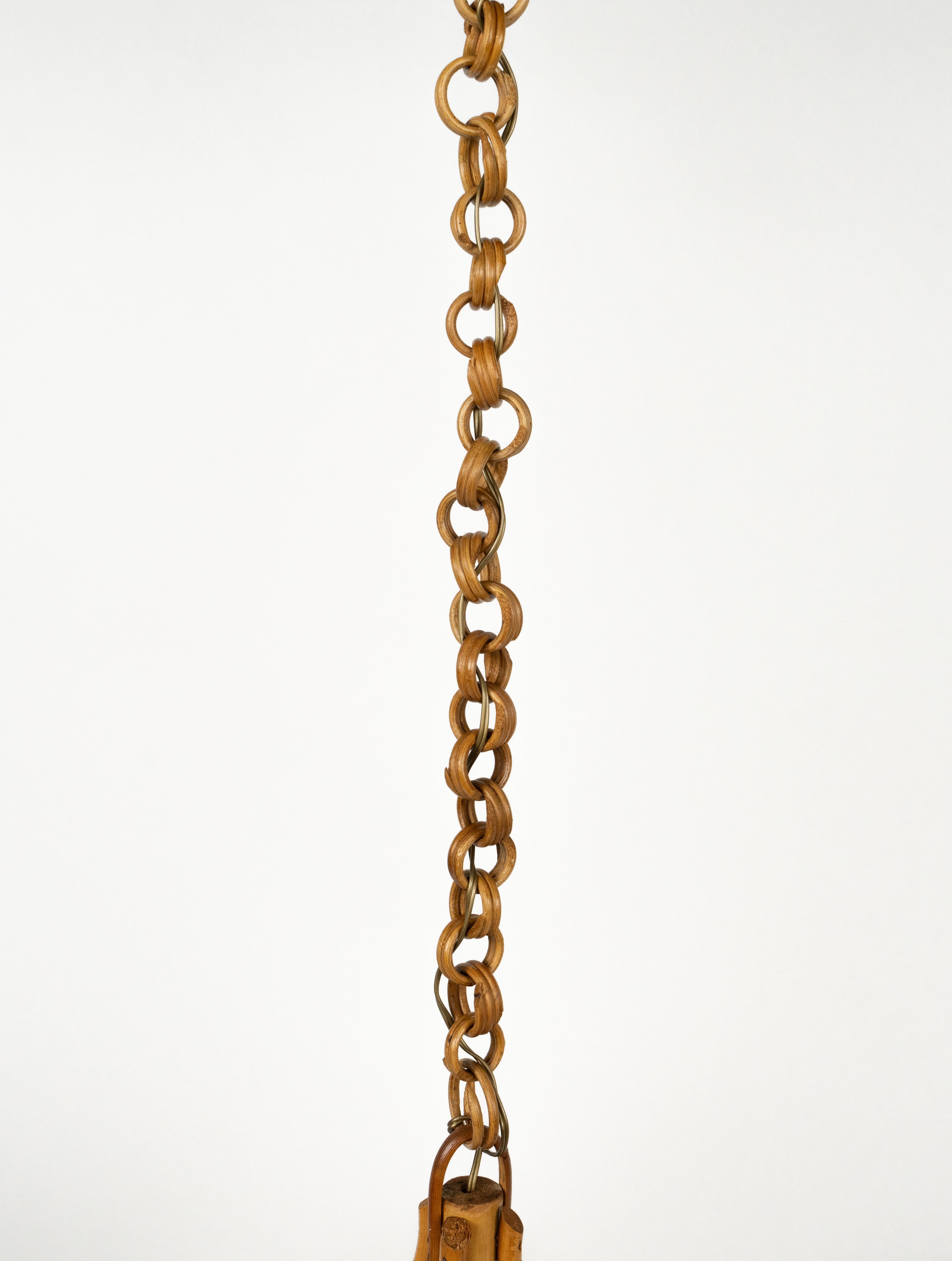 Midcentury French Riviera Chandelier Rattan and Wicker, Italy 1960s For Sale 6