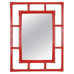 Midcentury French Riviera Large Rectangular Mirror in Bamboo, Rattan, Italy 1960 Midcentury French Riviera Large Rectangular Mirror in Bamboo, Rattan, Italy 1960