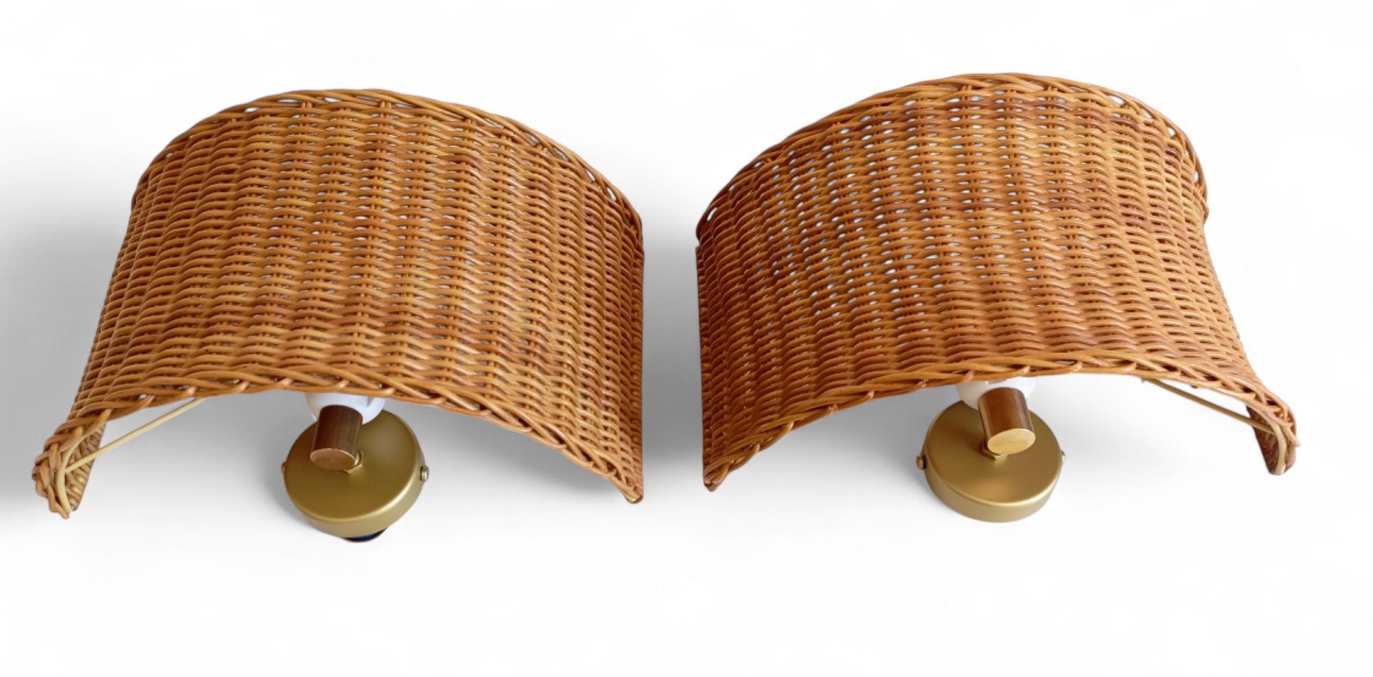 Mid-Century moderno Coppia di lampade in vimini della Costa Azzurra del Medioevo, Spagna, anni '50 in vendita
