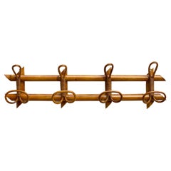 Midcentury French Riviera Rattan and Bamboo Canes Italian Coat Rack, 1960s