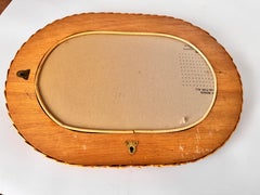 Midcentury French Riviera Rattan and Bamboo Oval Wall Mirror, Italy 1960s
