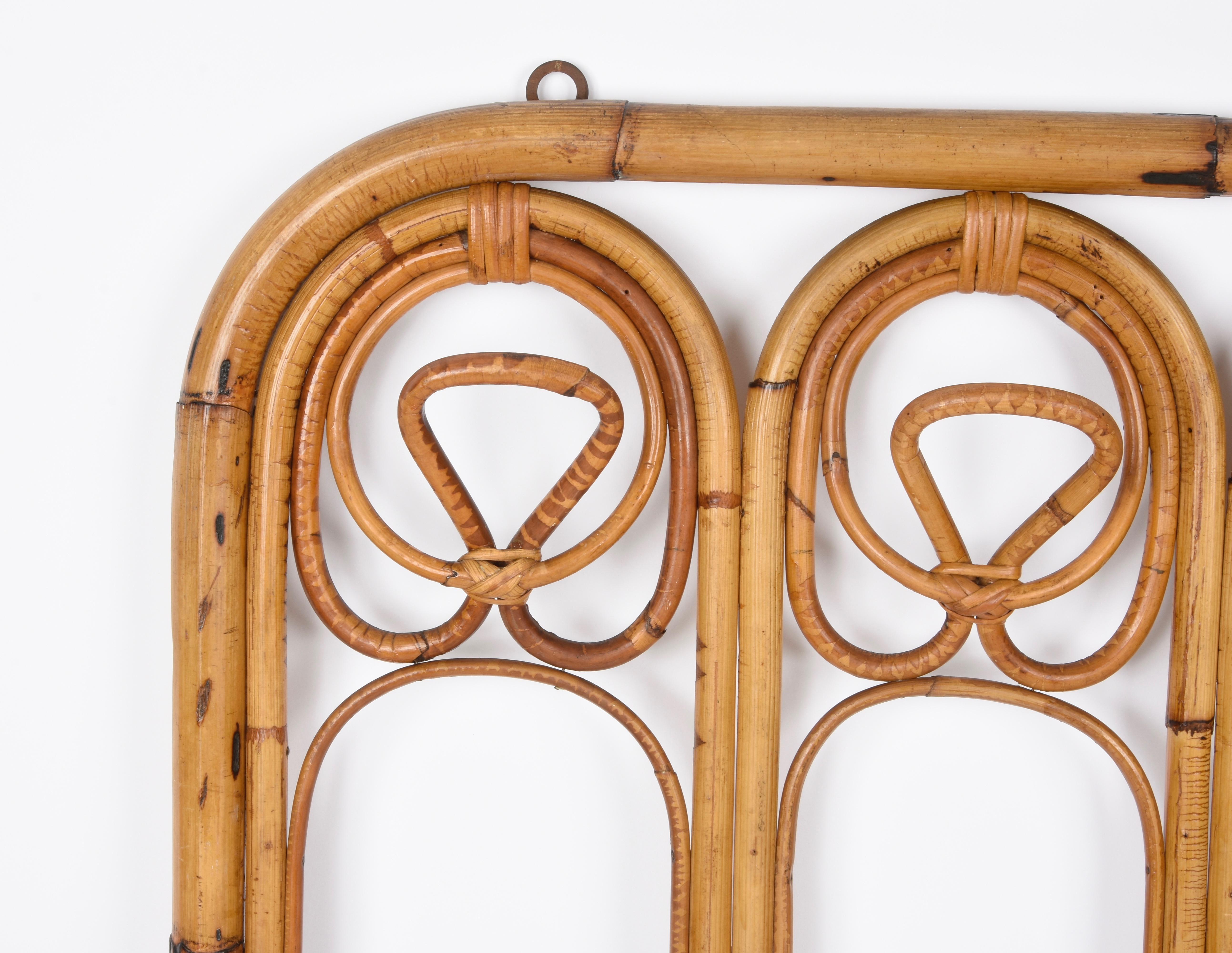 Midcentury French Riviera Rattan and Curved Bamboo Italian Coat Rack, 1960s 6