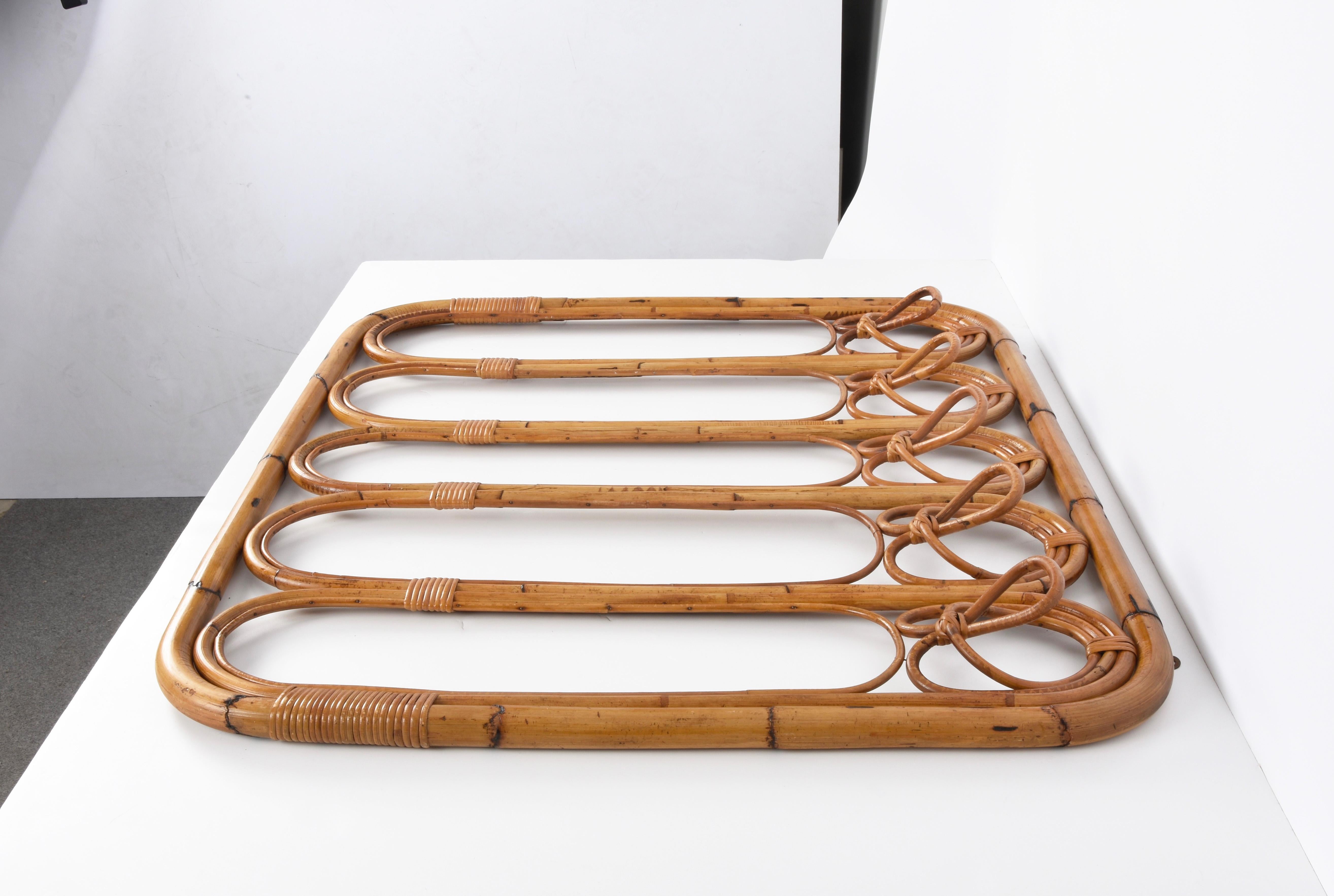 Midcentury French Riviera Rattan and Curved Bamboo Italian Coat Rack, 1960s 11