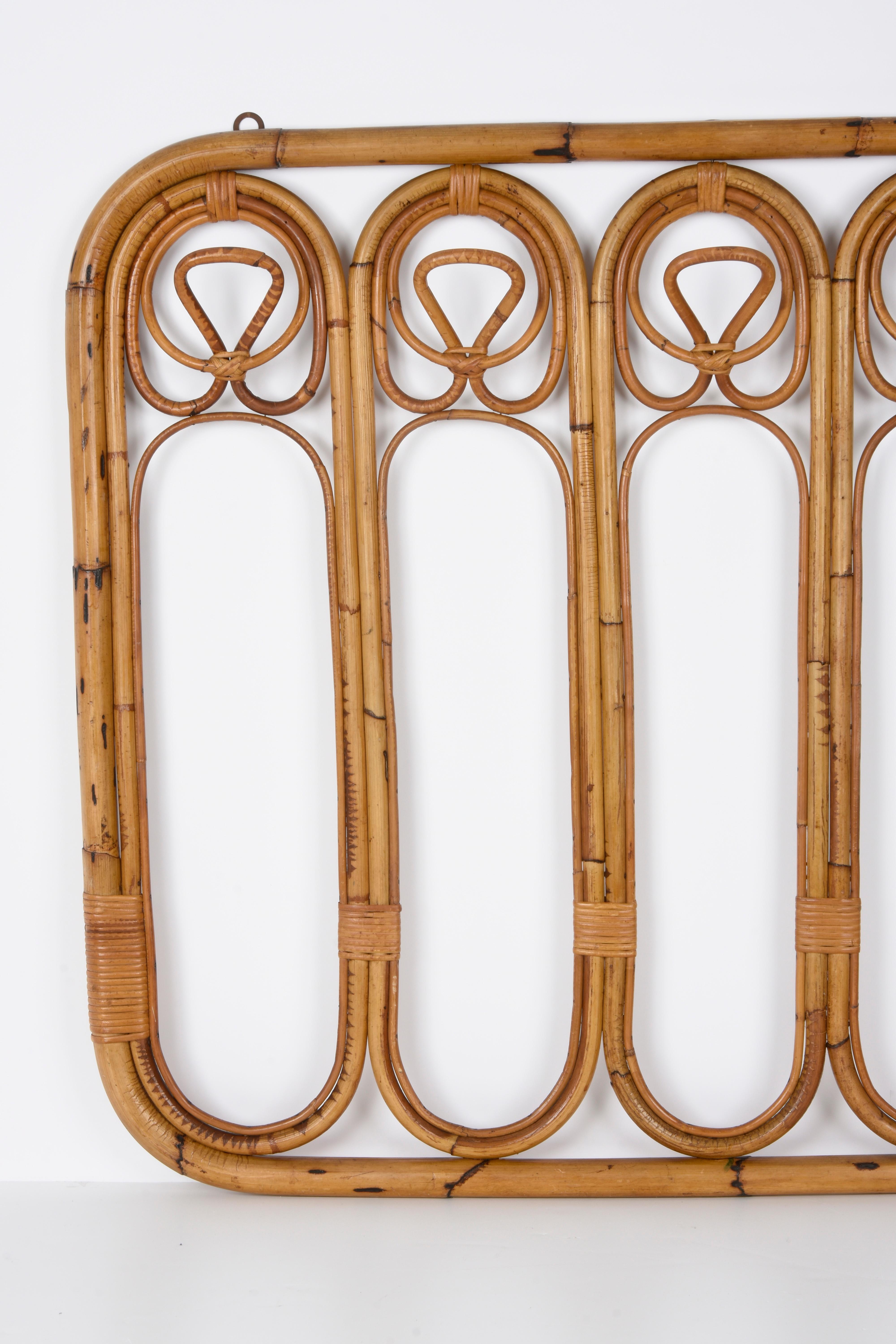 Midcentury French Riviera Rattan and Curved Bamboo Italian Coat Rack, 1960s 13