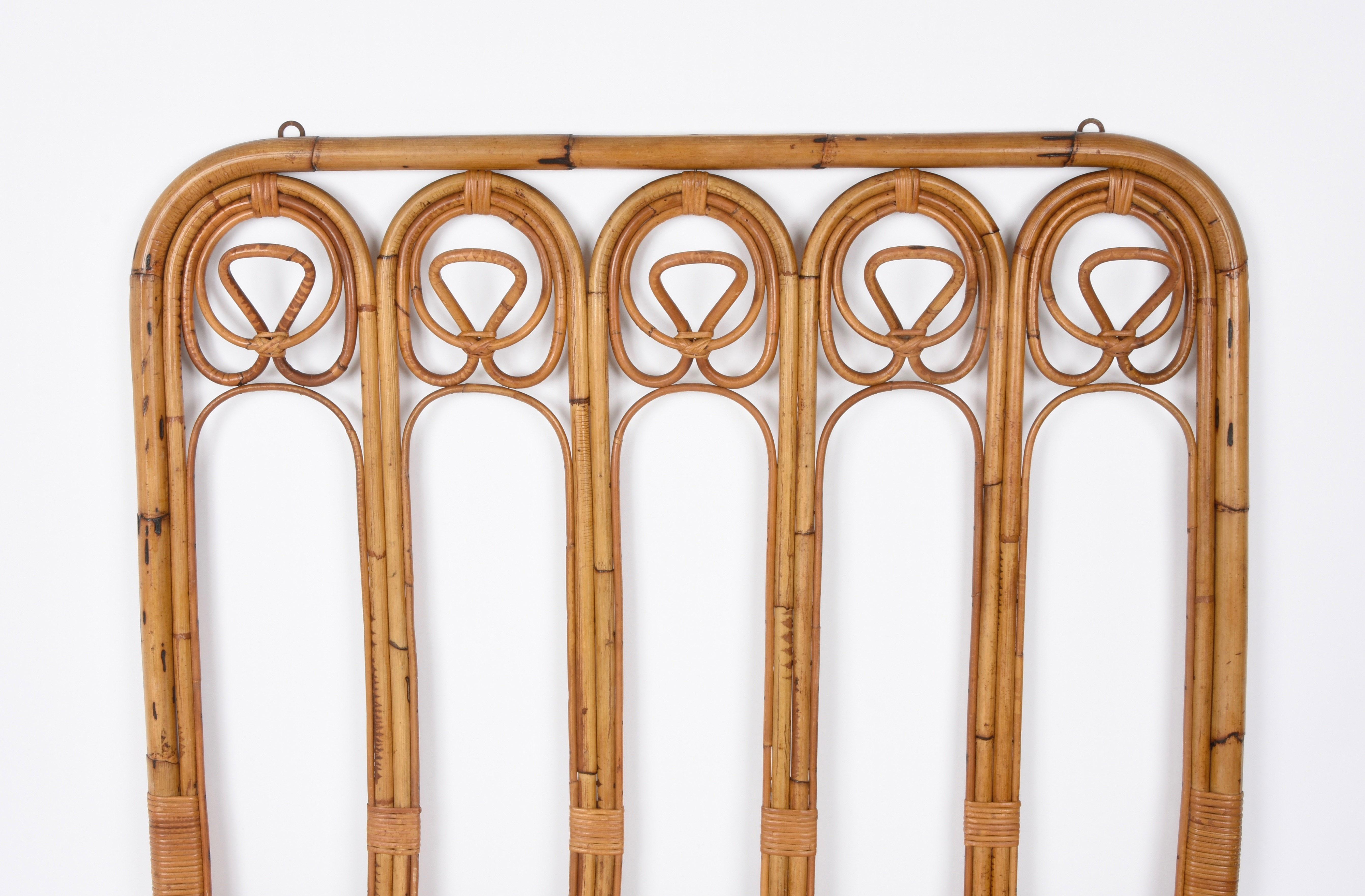 Midcentury French Riviera Rattan and Curved Bamboo Italian Coat Rack, 1960s 14