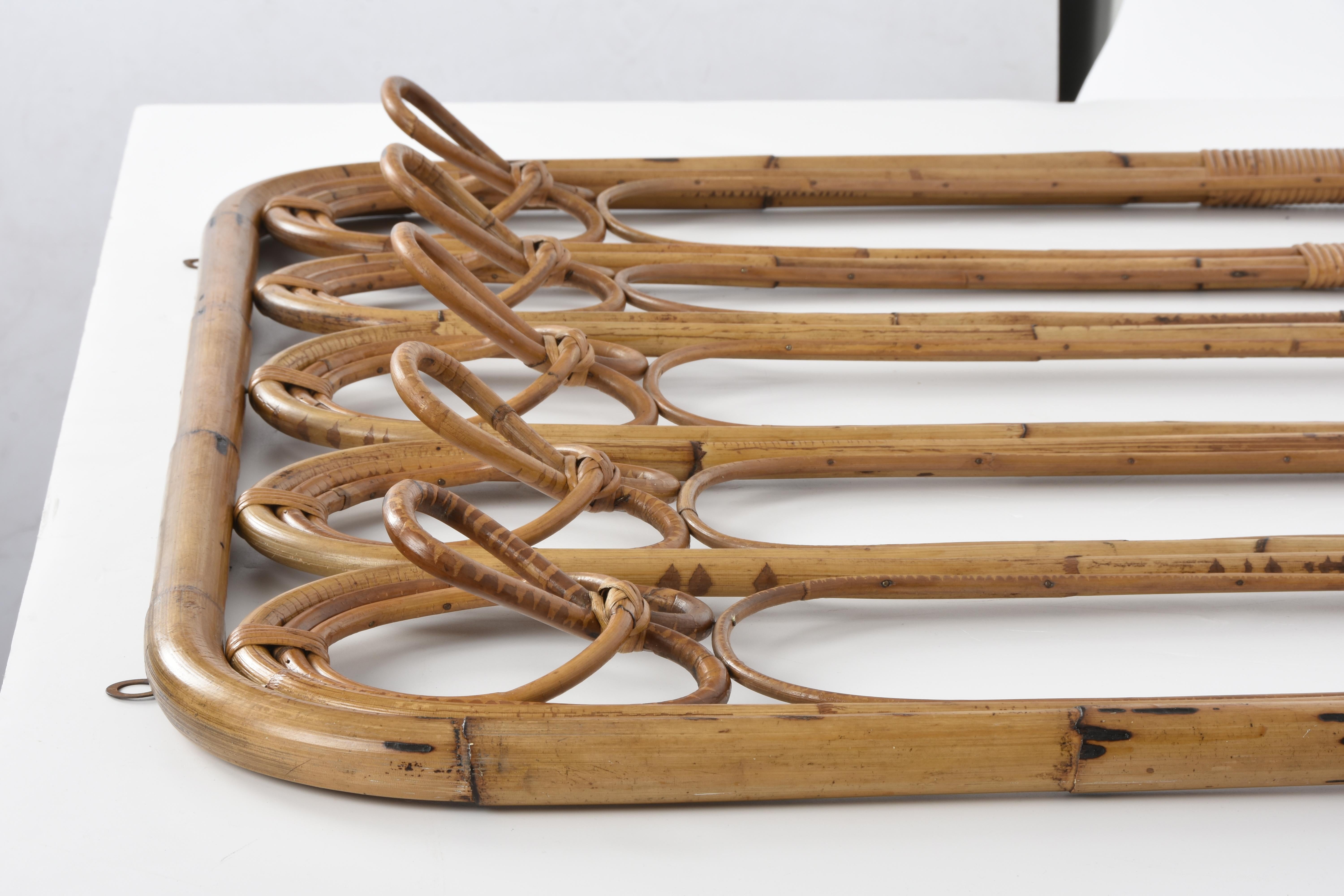 Midcentury French Riviera Rattan and Curved Bamboo Italian Coat Rack, 1960s 15
