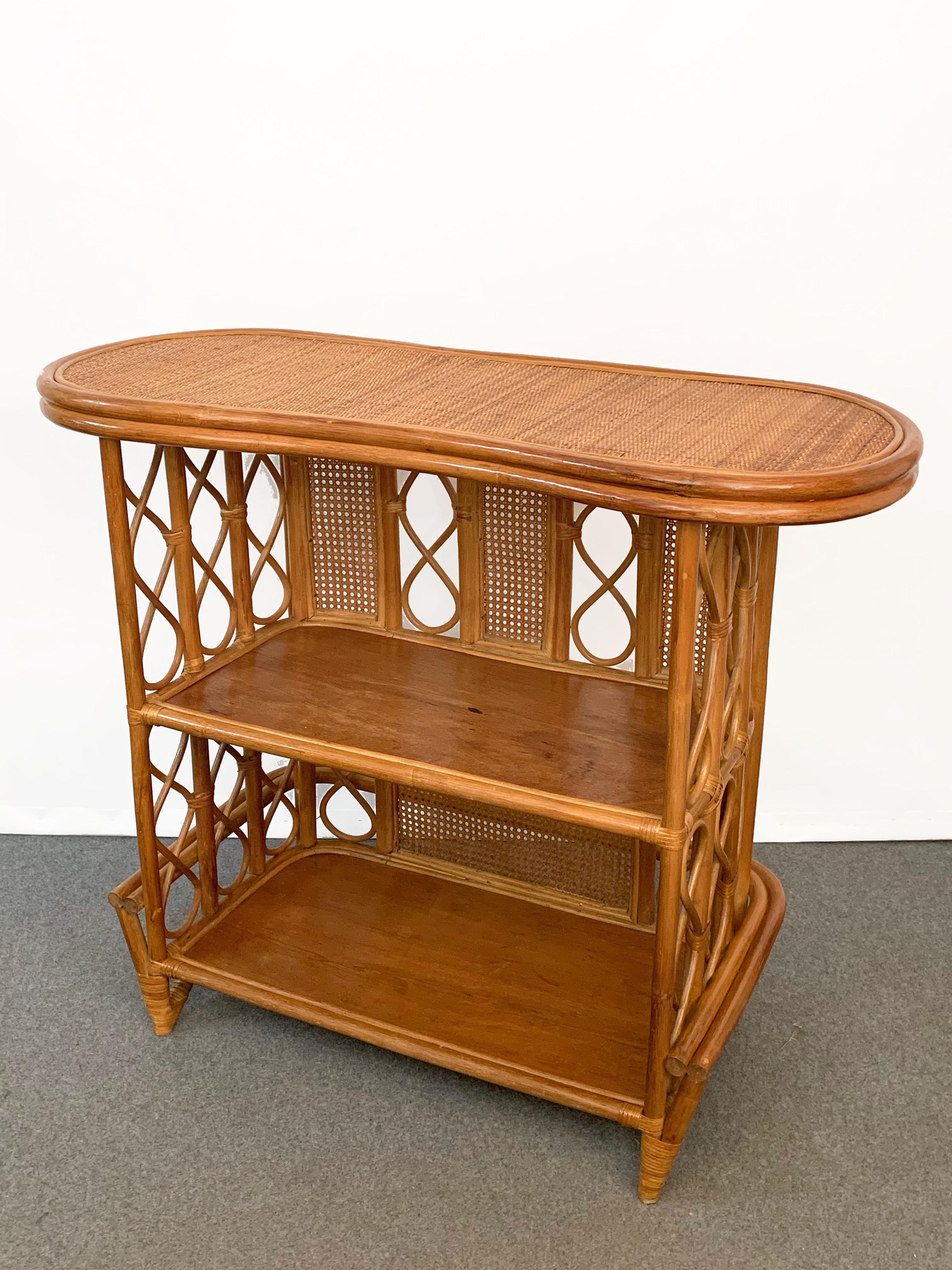 Midcentury French Riviera Wien Rattan and Bamboo Dry Bar, Italy, 1960s 6