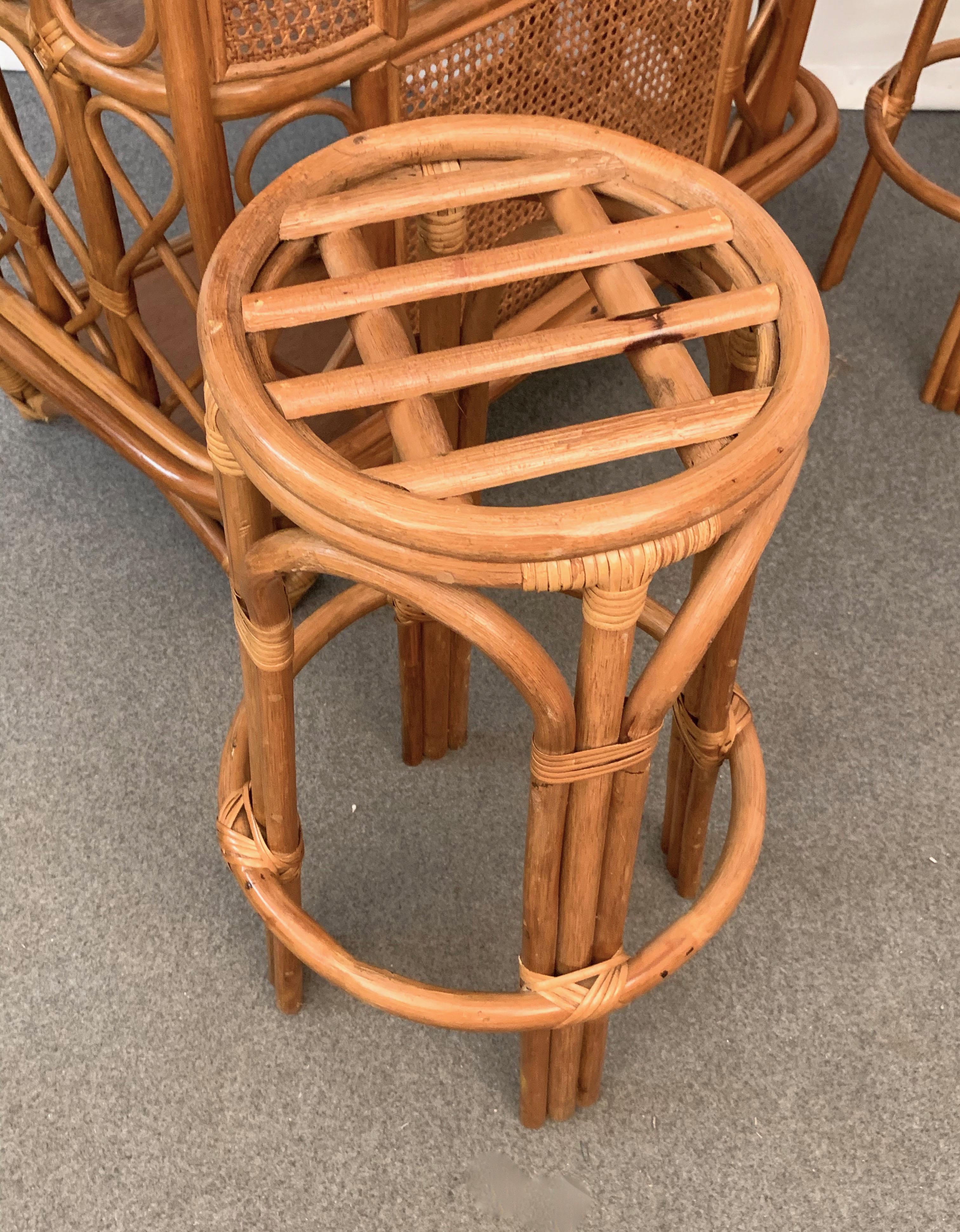 Midcentury French Riviera Wien Rattan and Bamboo Dry Bar, Italy, 1960s In Good Condition In Roma, IT