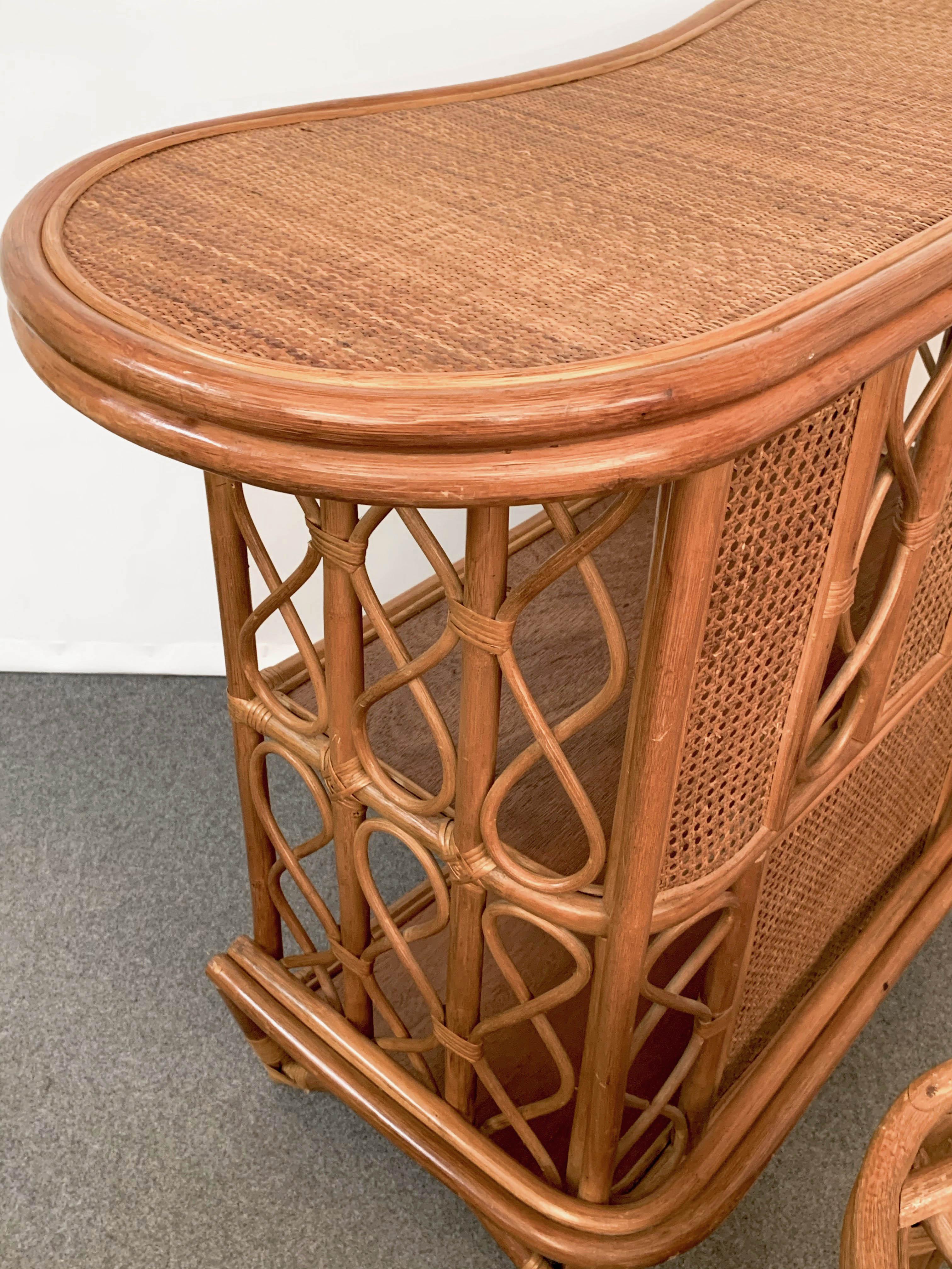 Mid-20th Century Midcentury French Riviera Wien Rattan and Bamboo Dry Bar, Italy, 1960s