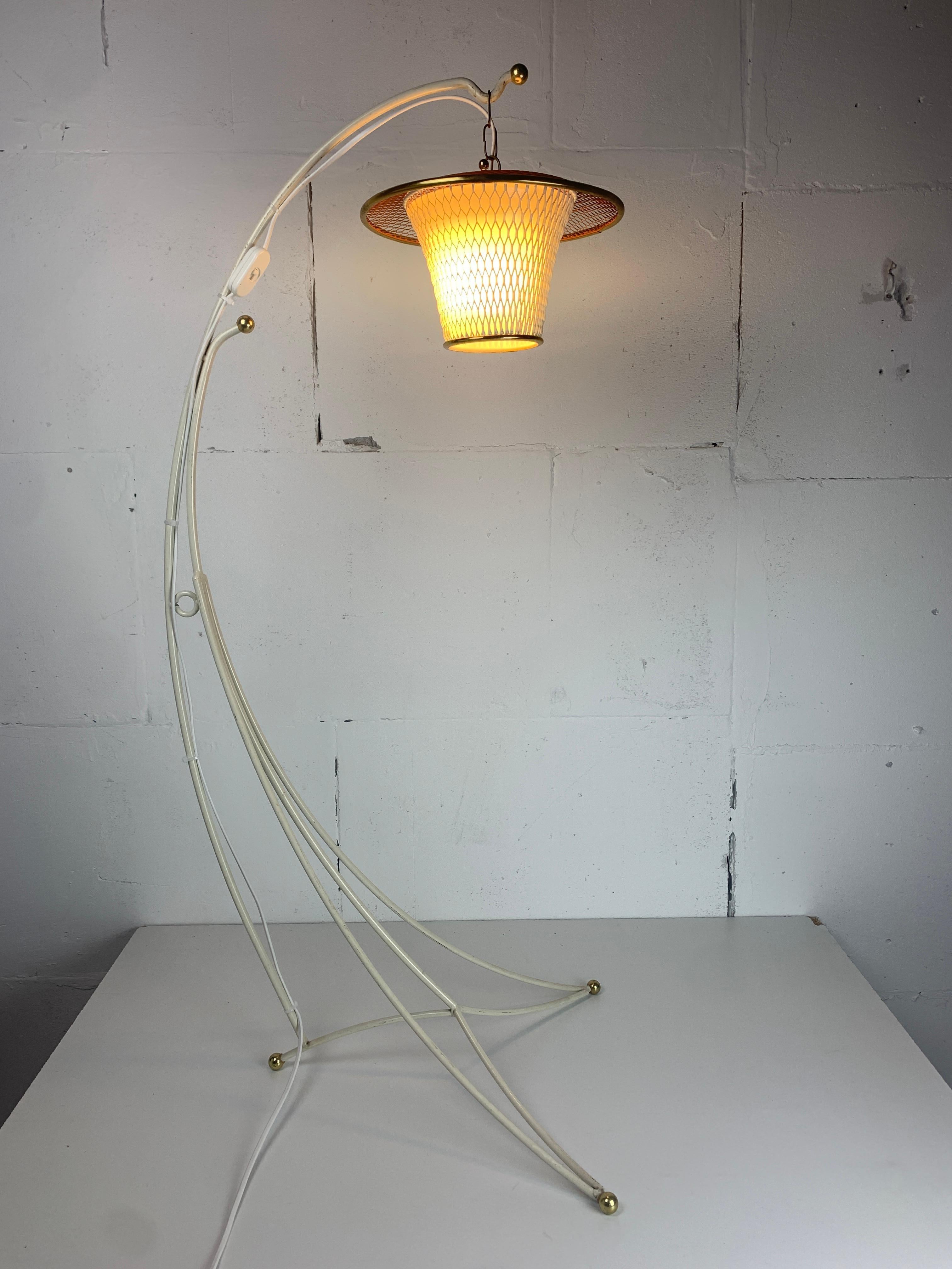 Français Lampadaire bas à lanterne rockabilly français du milieu du siècle, années 1950 en vente