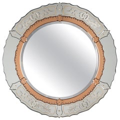 Midcentury French Round Venetian Mirror, 1950s
